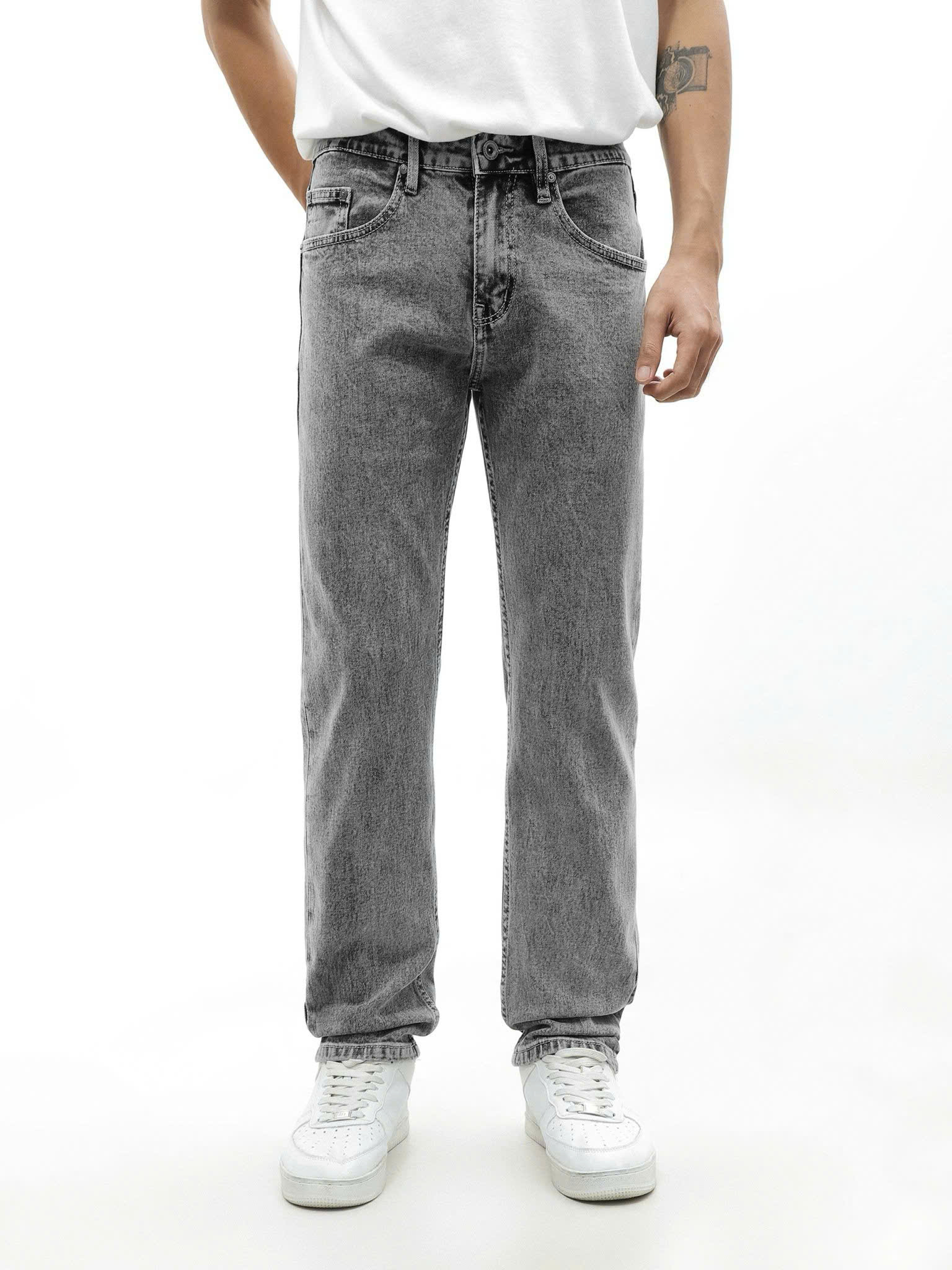QUẦN JEANS DEFOXX REGULAR-FIT XÁM CHUỘT