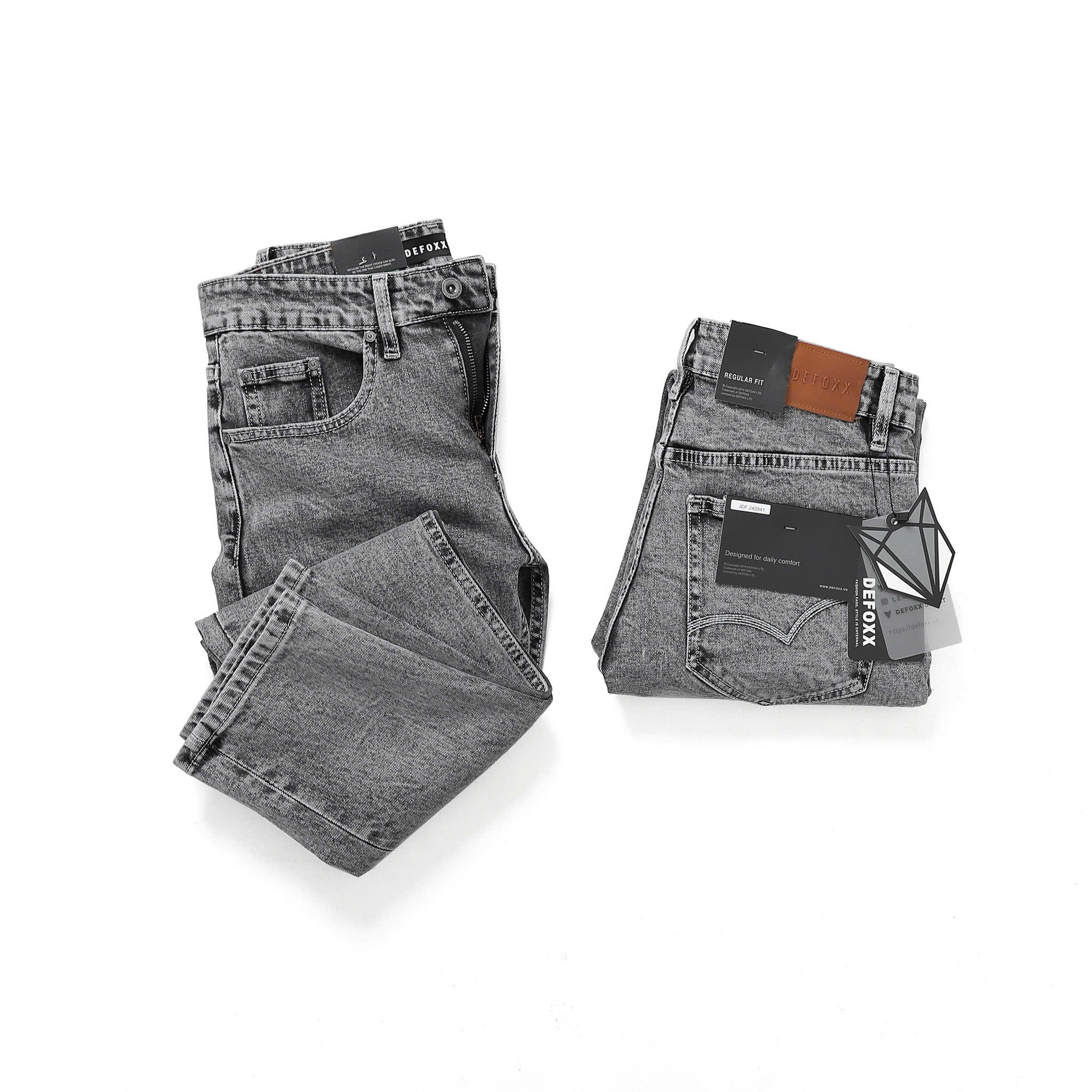 QUẦN JEANS DEFOXX REGULAR-FIT XÁM CHUỘT