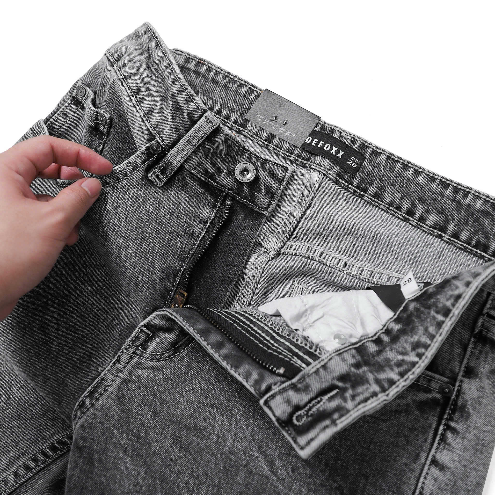 QUẦN JEANS DEFOXX REGULAR-FIT XÁM CHUỘT