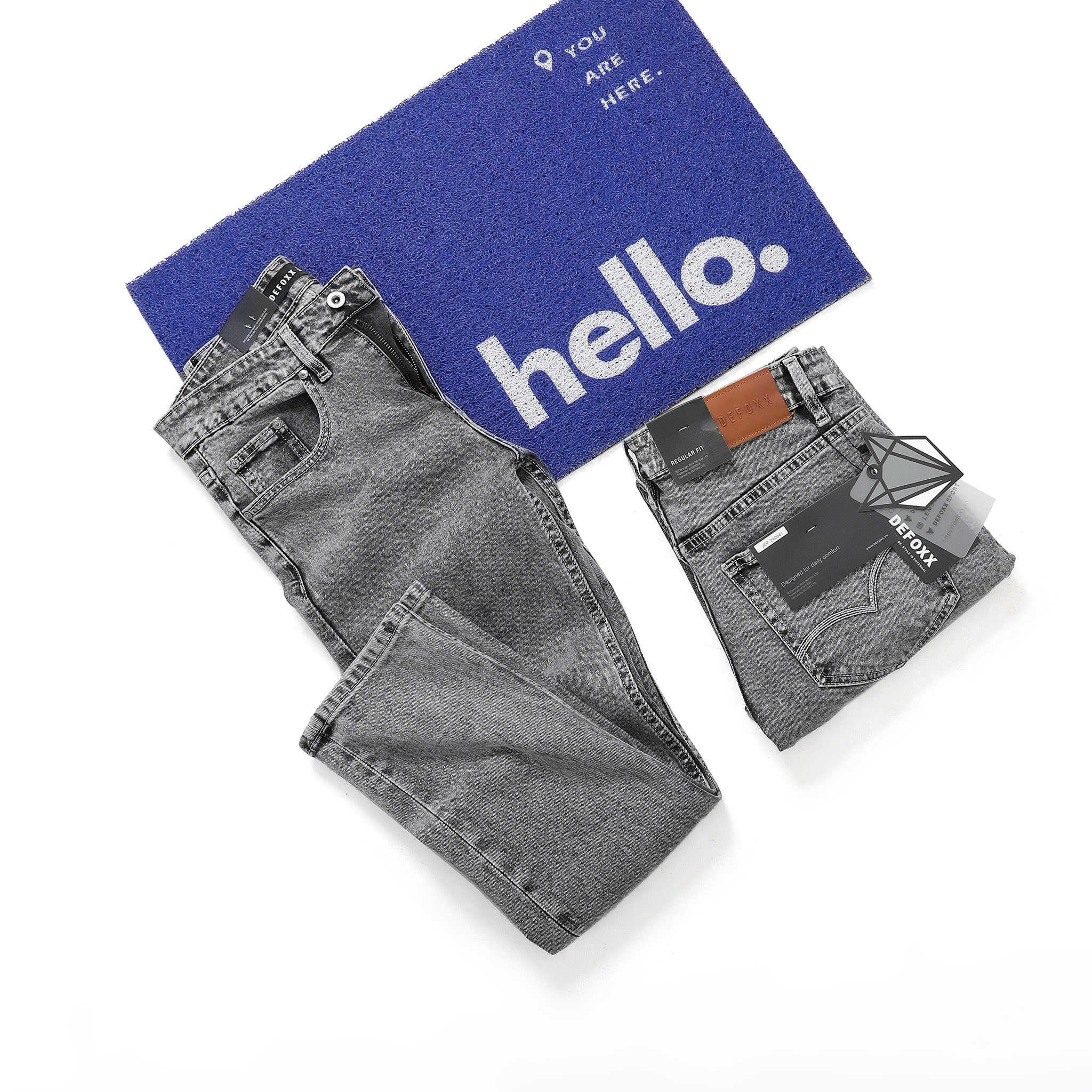 QUẦN JEANS DEFOXX REGULAR-FIT XÁM CHUỘT