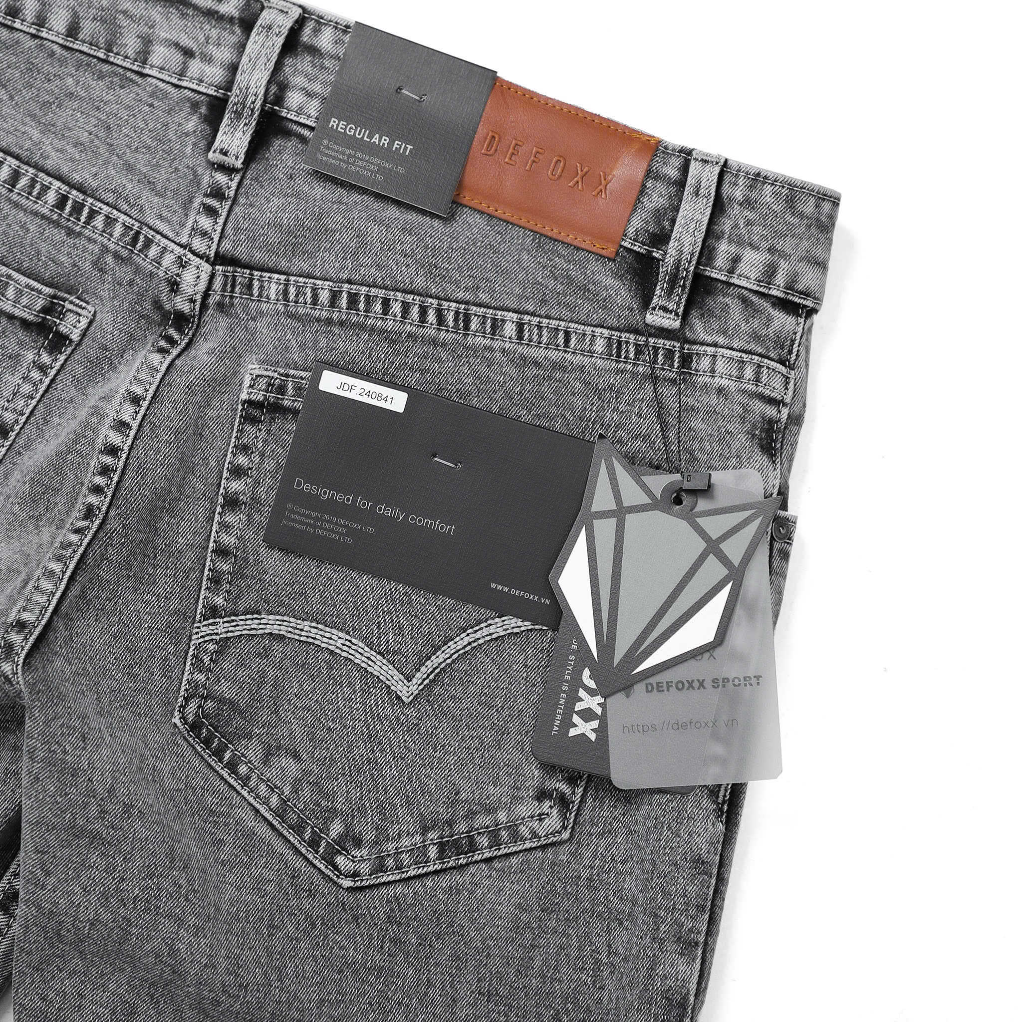 QUẦN JEANS DEFOXX REGULAR-FIT XÁM CHUỘT