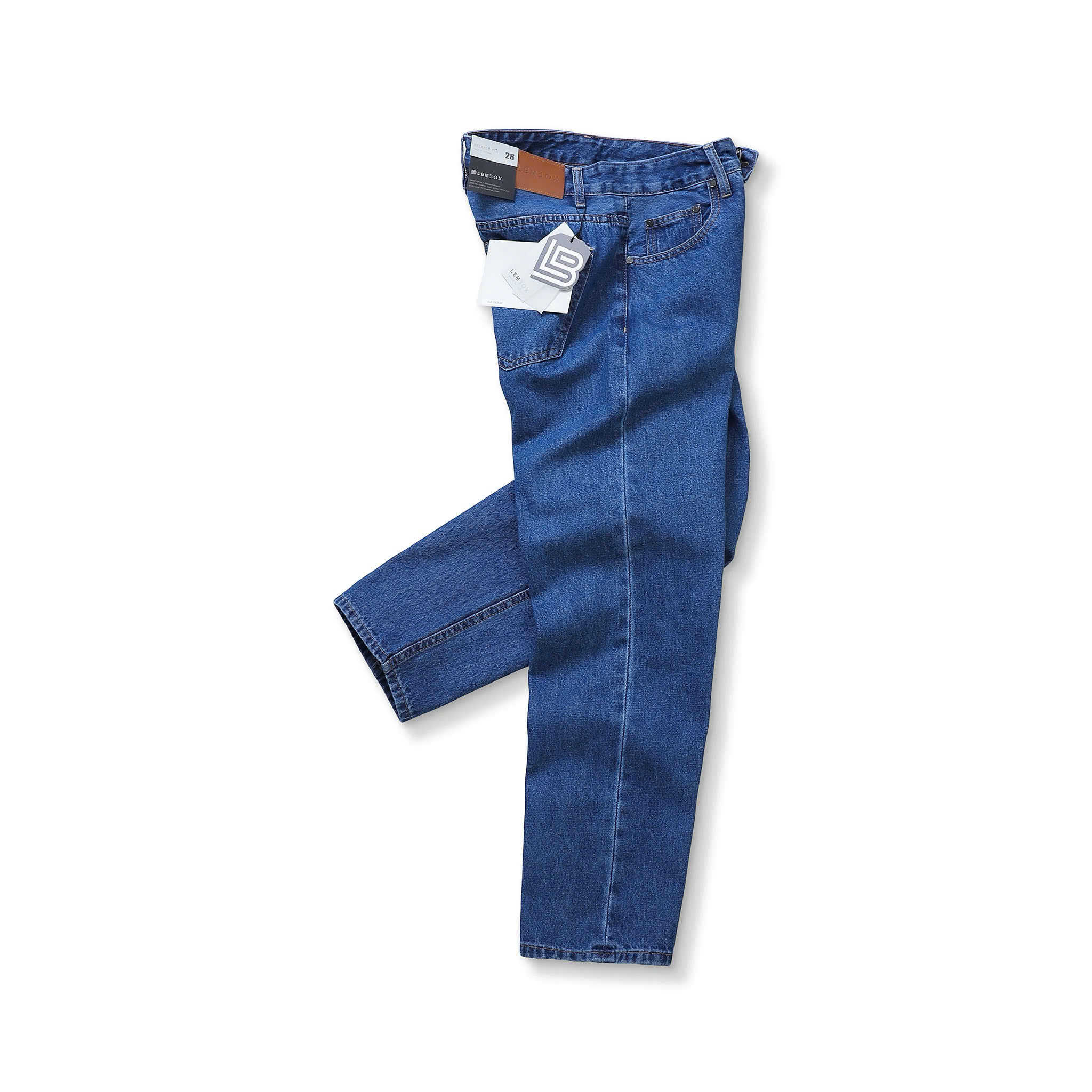 QUẦN JEANS LEMBOX RELAXED-FIT XANH ĐẬM TRƠN