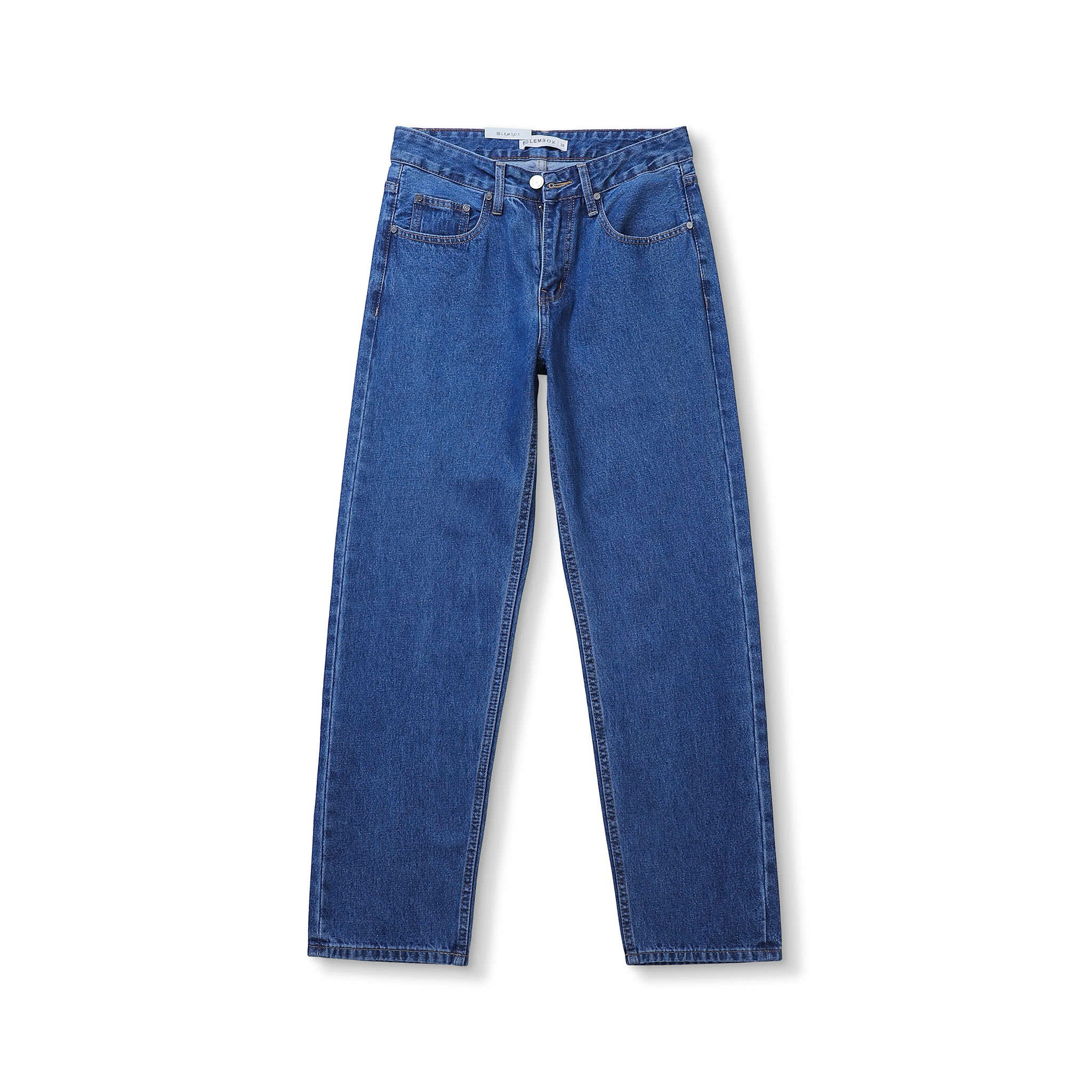 QUẦN JEANS LEMBOX RELAXED-FIT XANH ĐẬM TRƠN