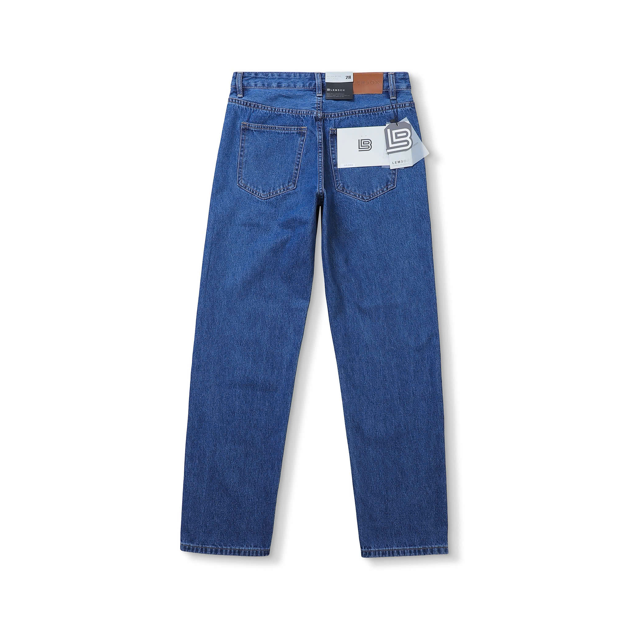 QUẦN JEANS LEMBOX RELAXED-FIT XANH ĐẬM TRƠN