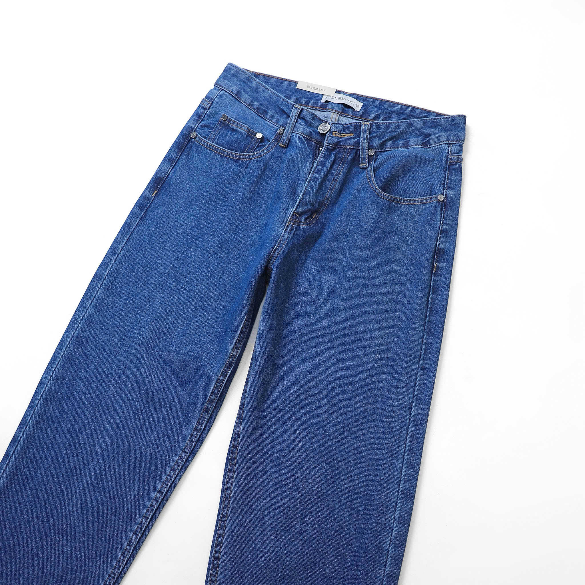 QUẦN JEANS LEMBOX RELAXED-FIT XANH ĐẬM TRƠN