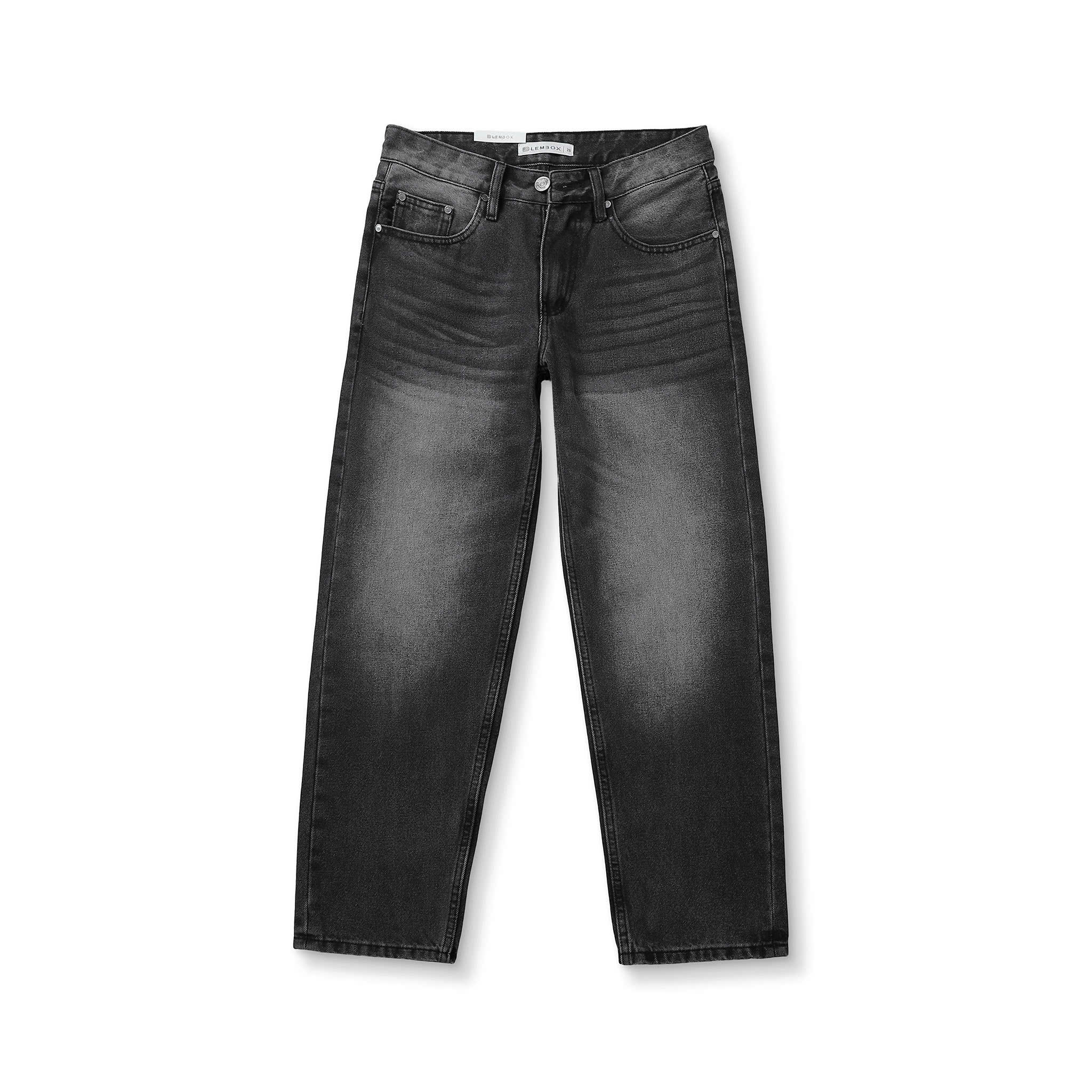 QUẦN JEANS LEMBOX RELAXED-FIT XÁM ĐEN WASH