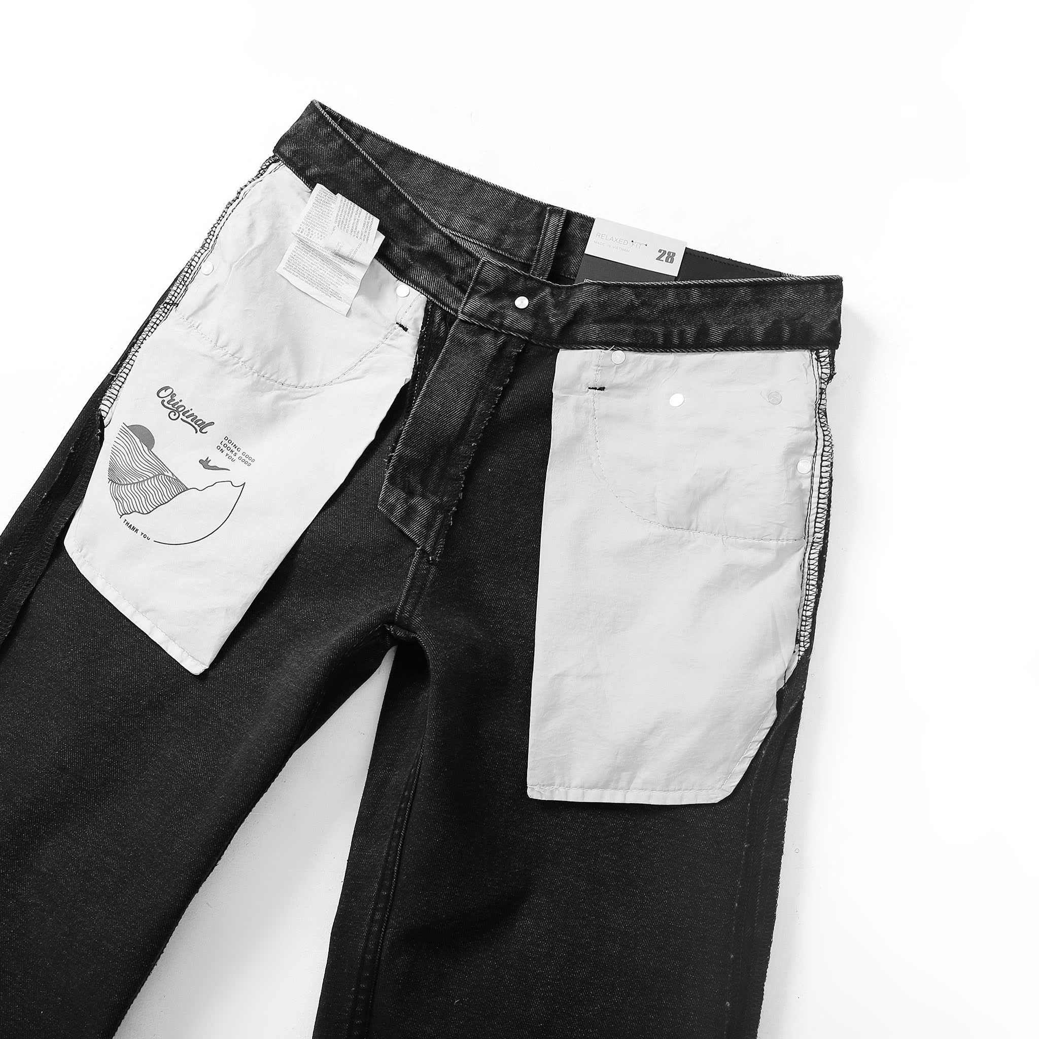 QUẦN JEANS LEMBOX RELAXED-FIT XÁM ĐEN WASH