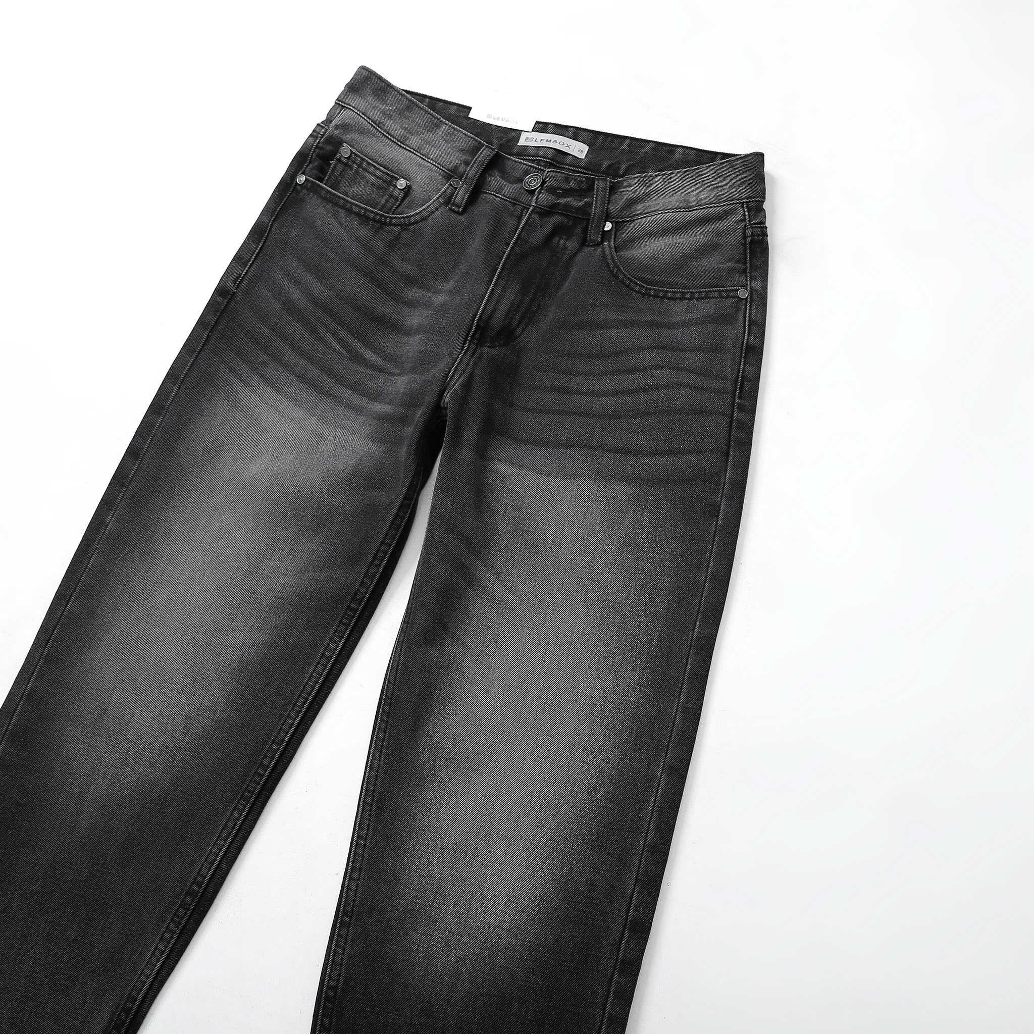 QUẦN JEANS LEMBOX RELAXED-FIT XÁM ĐEN WASH