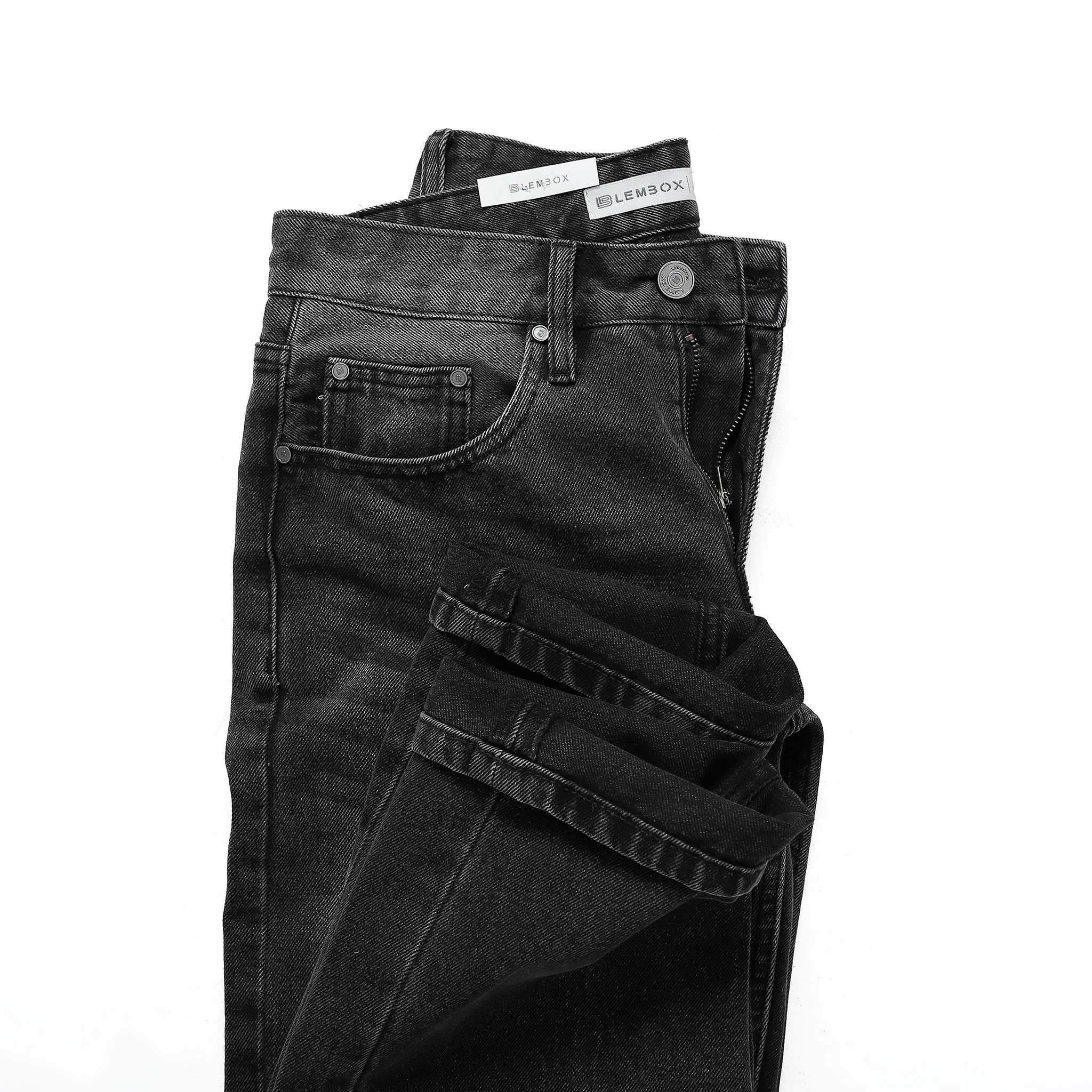 QUẦN JEANS LEMBOX RELAXED-FIT XÁM ĐEN WASH