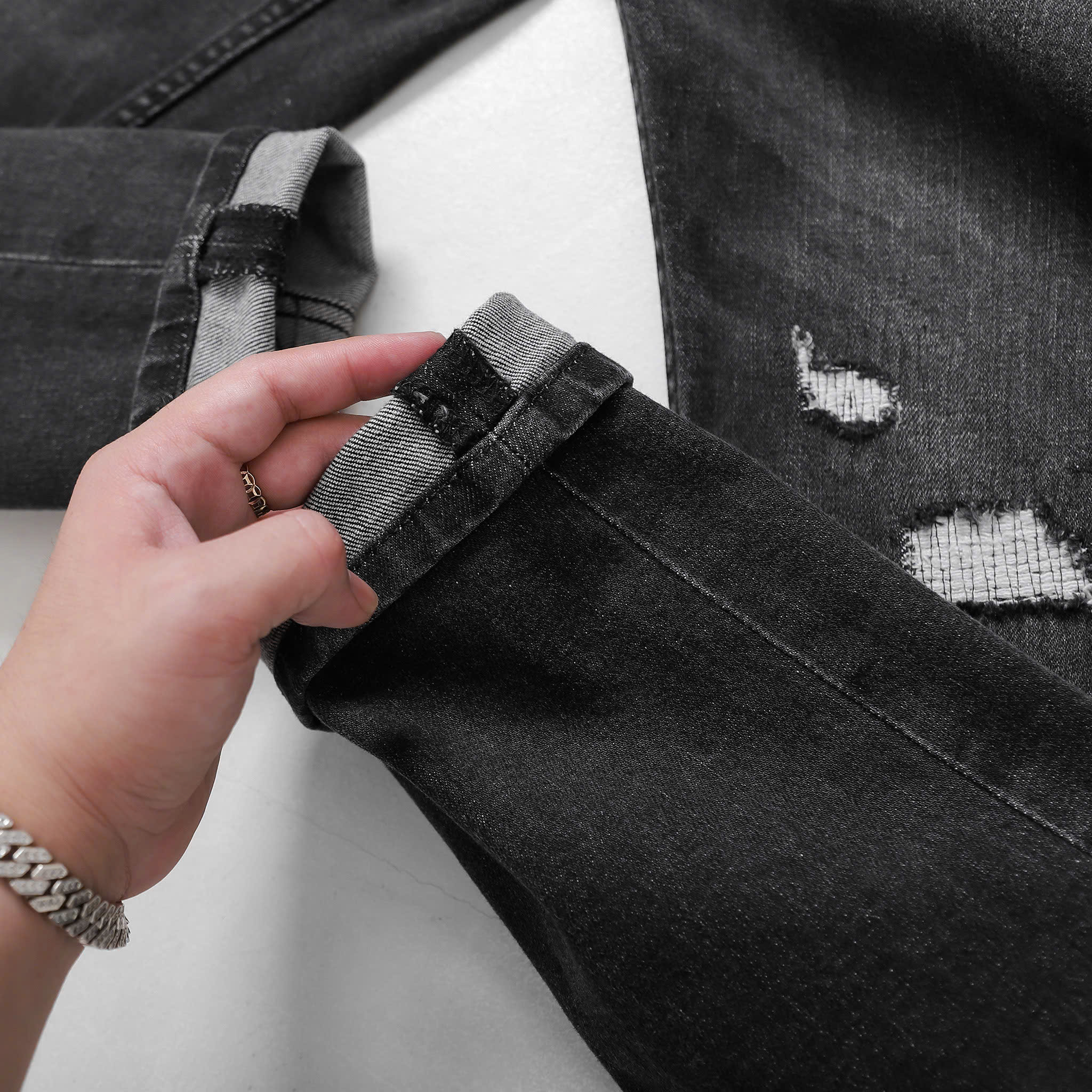 QUẦN JEANS DEFOXX XÁM ĐEN ZICZAC