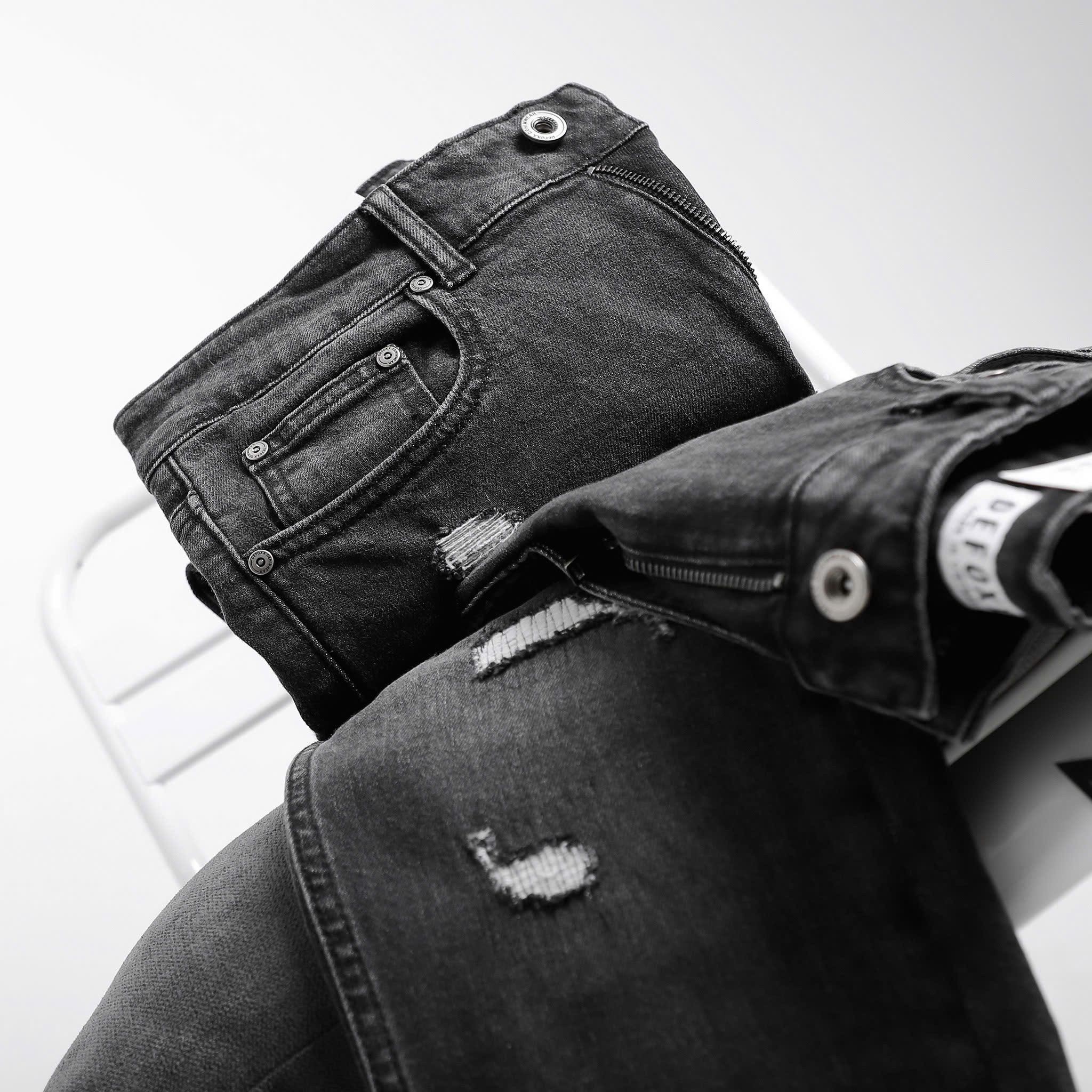 QUẦN JEANS DEFOXX XÁM ĐEN ZICZAC