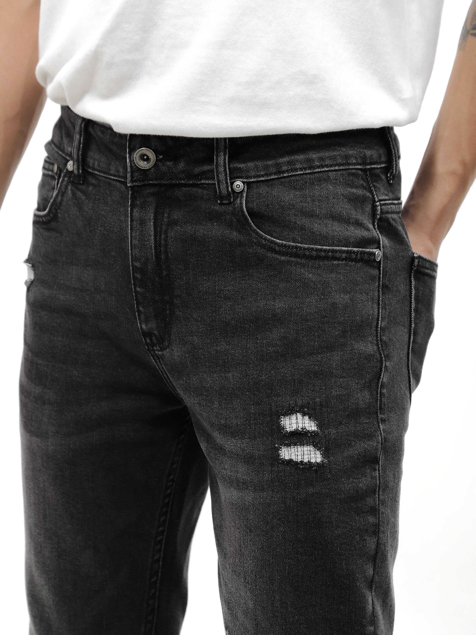 QUẦN JEANS DEFOXX XÁM ĐEN ZICZAC