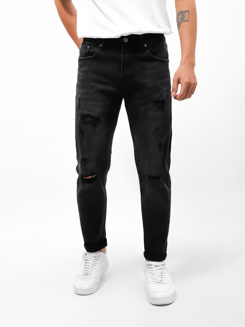 QUẦN JEANS DEFOXX XÁM WASH RÁCH