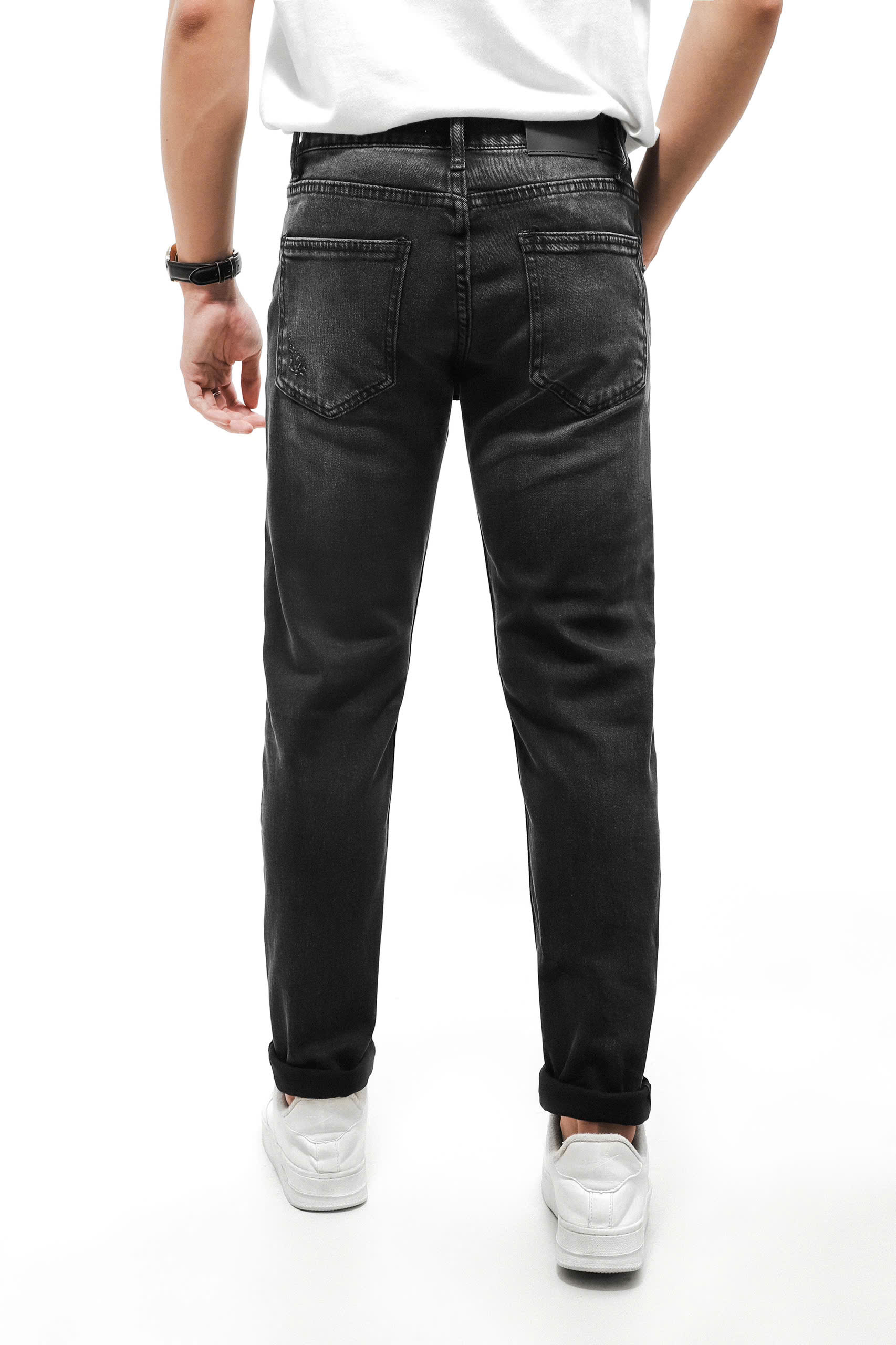 QUẦN JEANS DEFOXX XÁM ĐEN WASH RÁCH