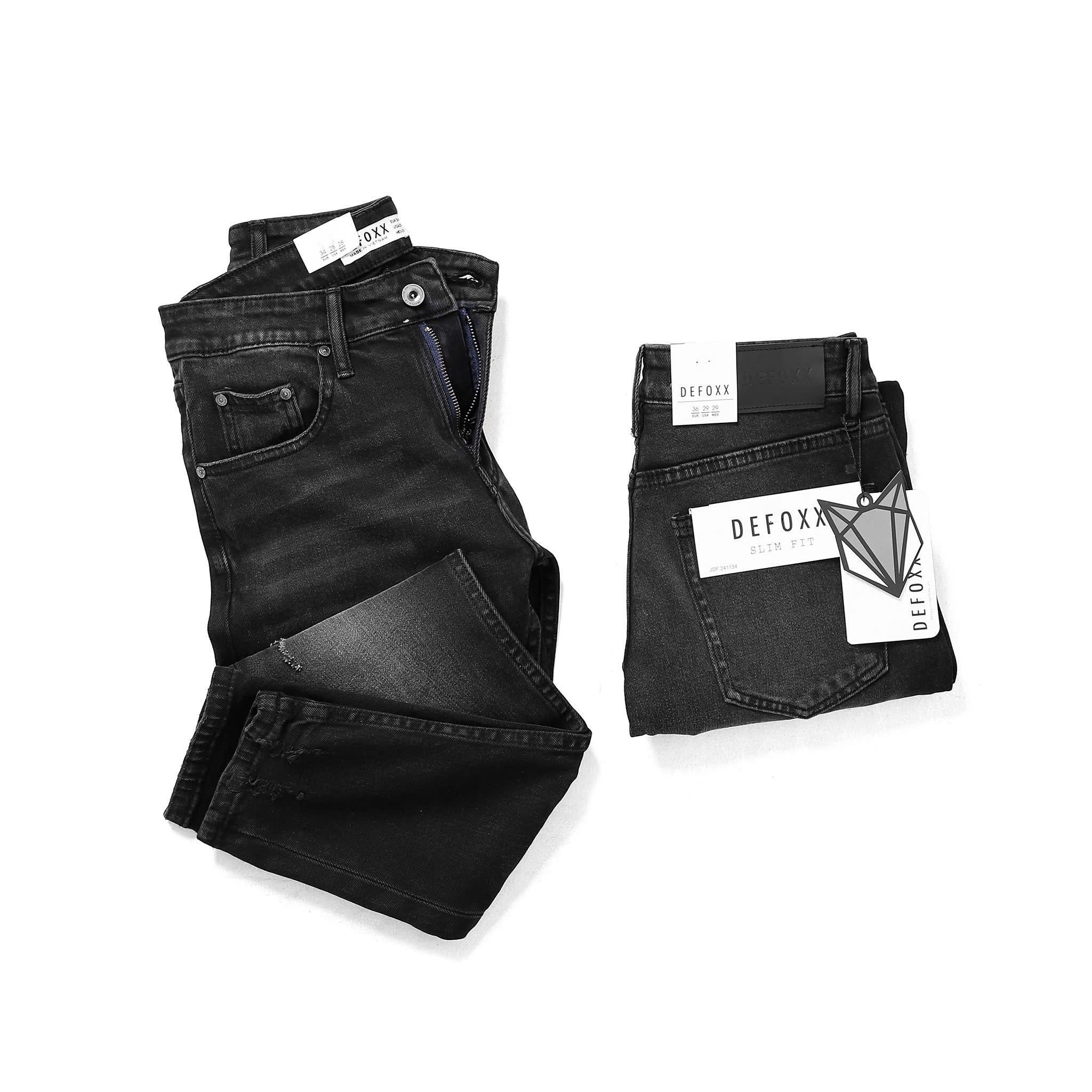 QUẦN JEANS DEFOXX XÁM ĐEN WASH RÁCH
