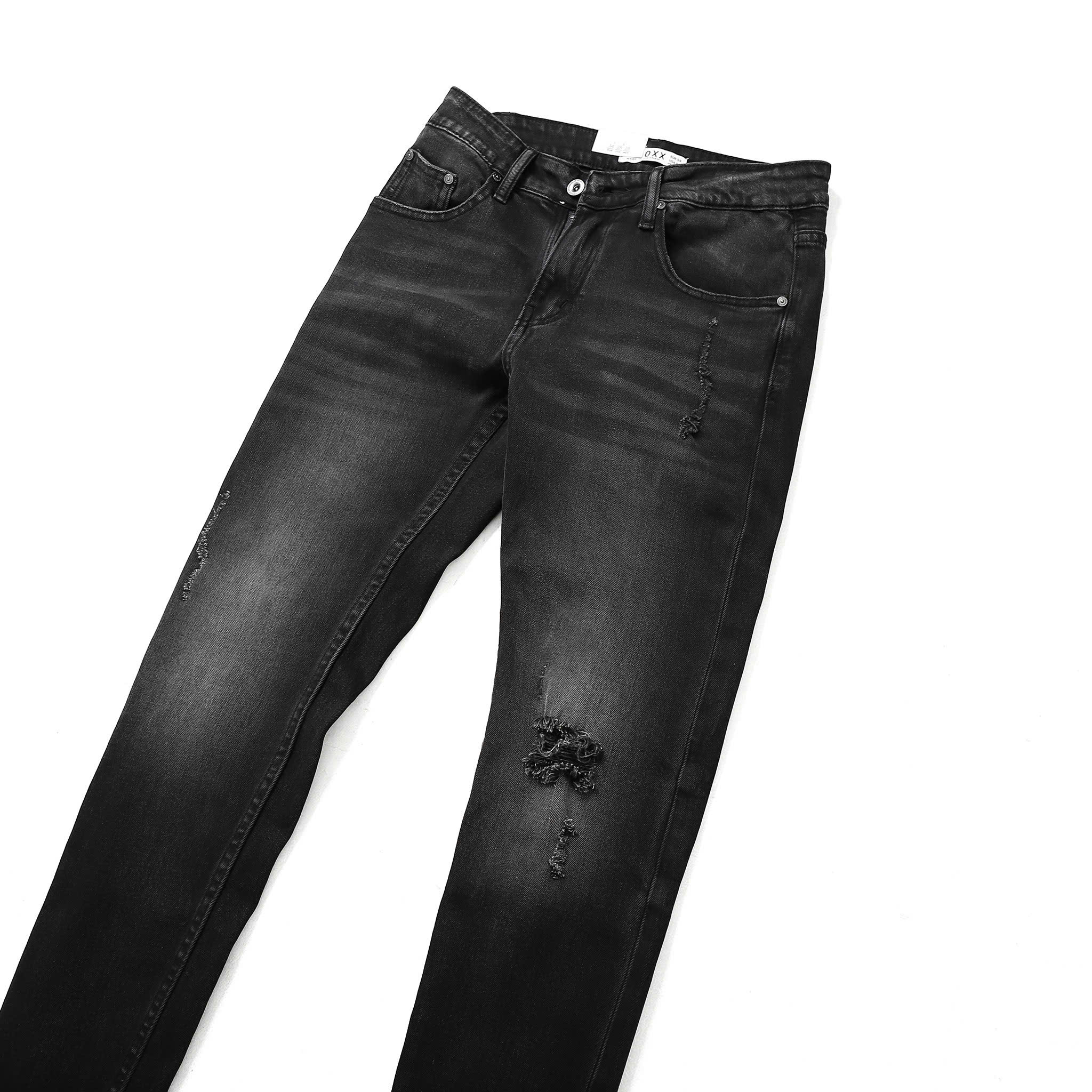 QUẦN JEANS DEFOXX XÁM ĐEN WASH RÁCH