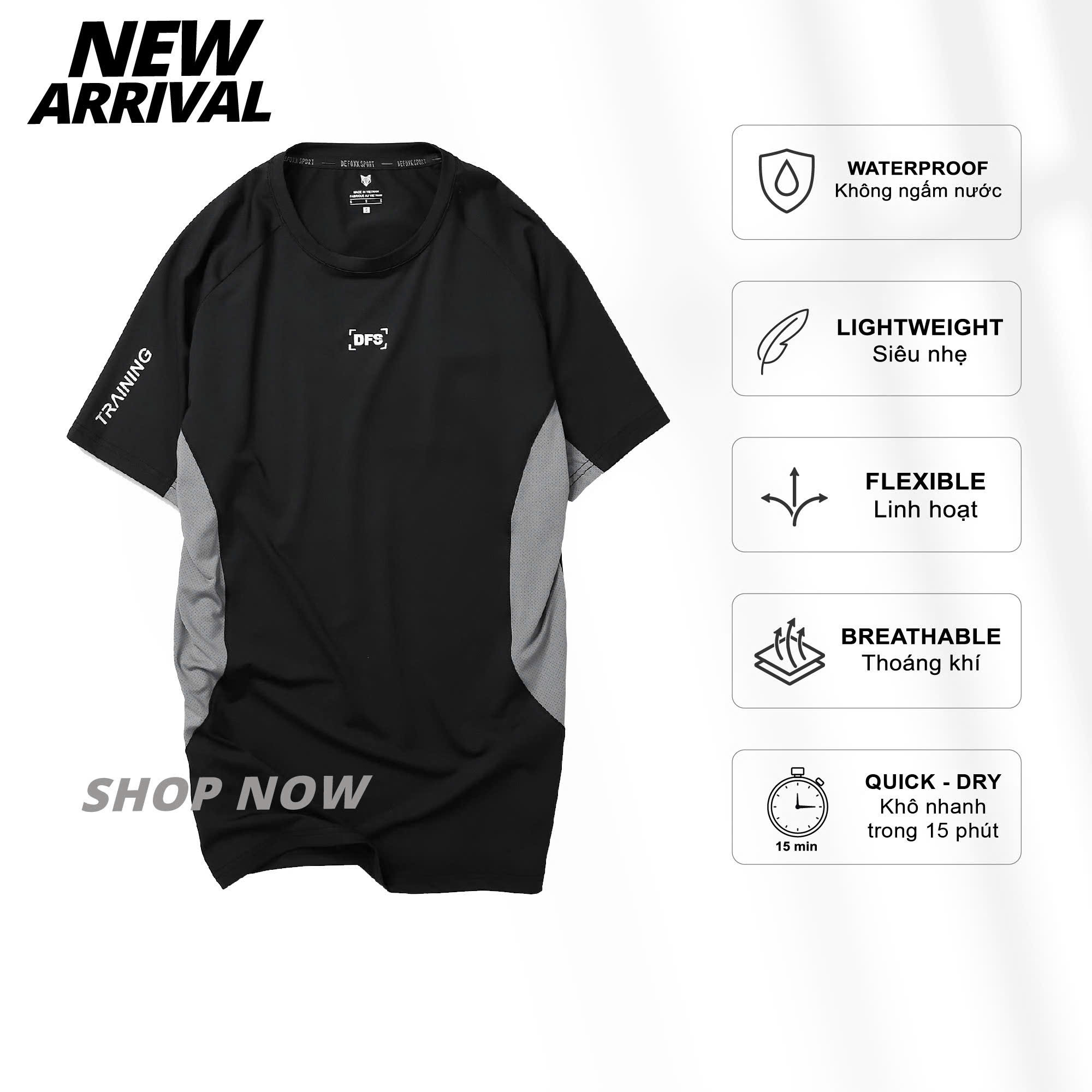 ÁO THUN DFS 4C POLY LẠNH PHỐI LƯỚI