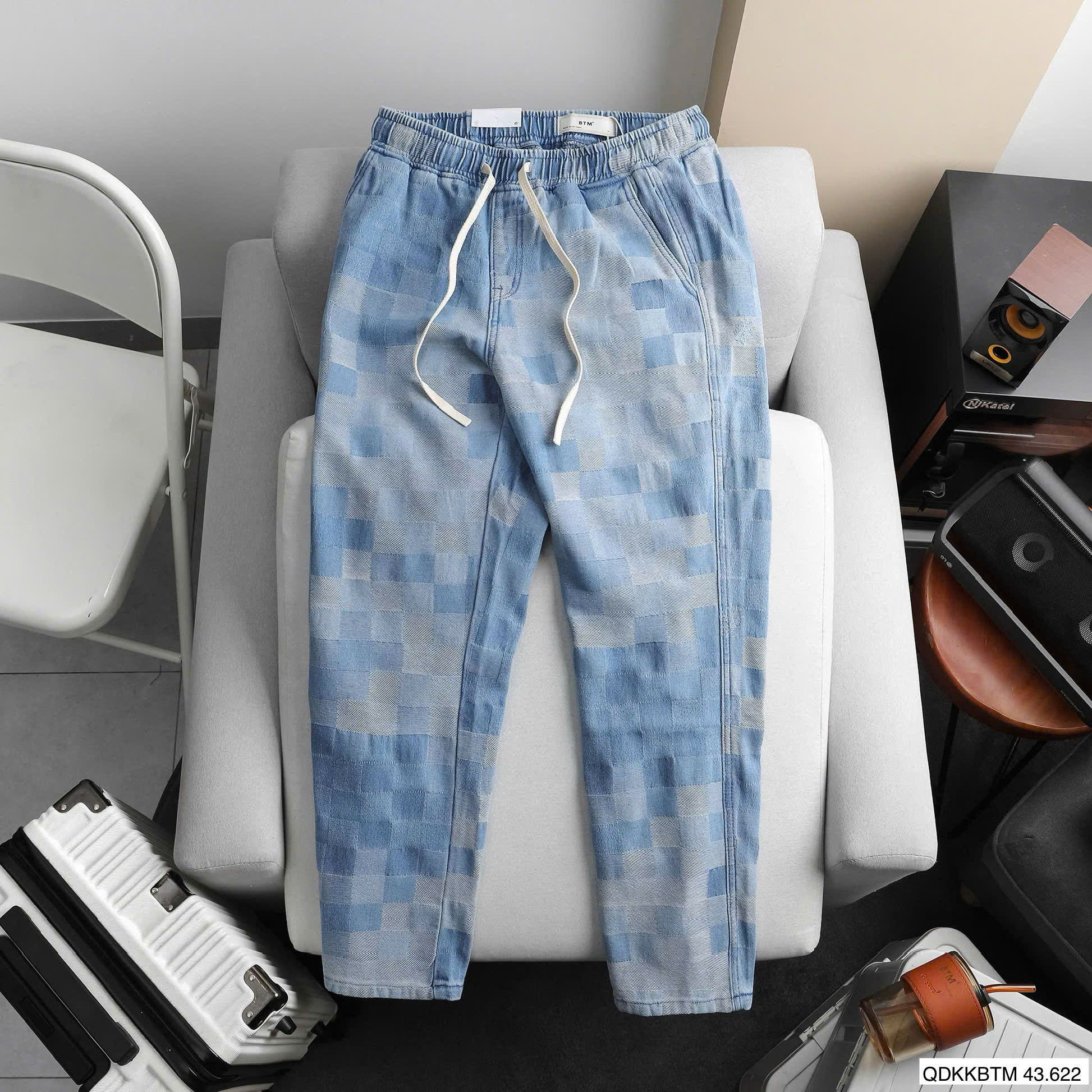 QUẦN JEANS BTM CARO XANH NHẠT