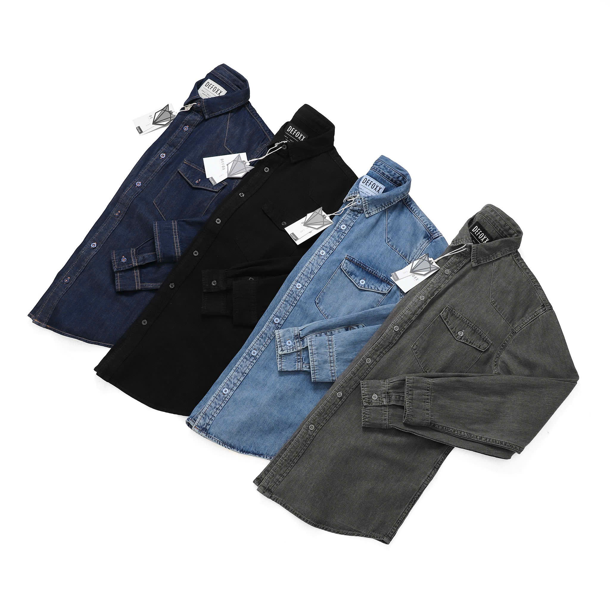ÁO SƠ MI DENIM DEFOXX TÚI NGỰC