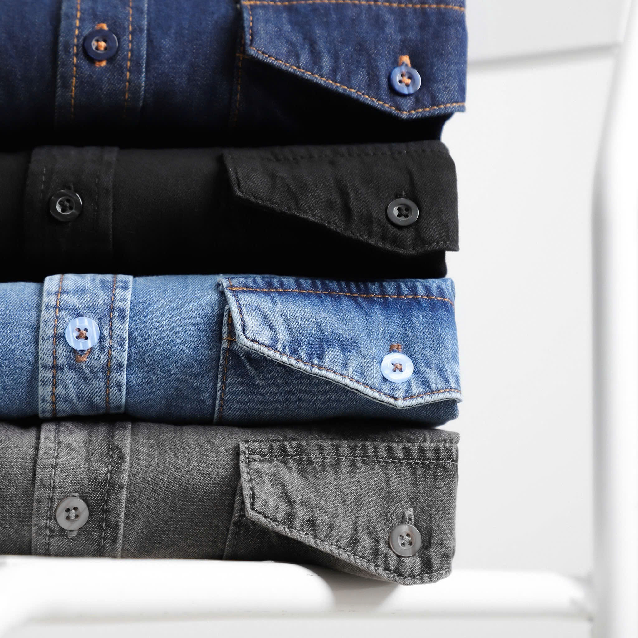 ÁO SƠ MI DENIM DEFOXX TÚI NGỰC