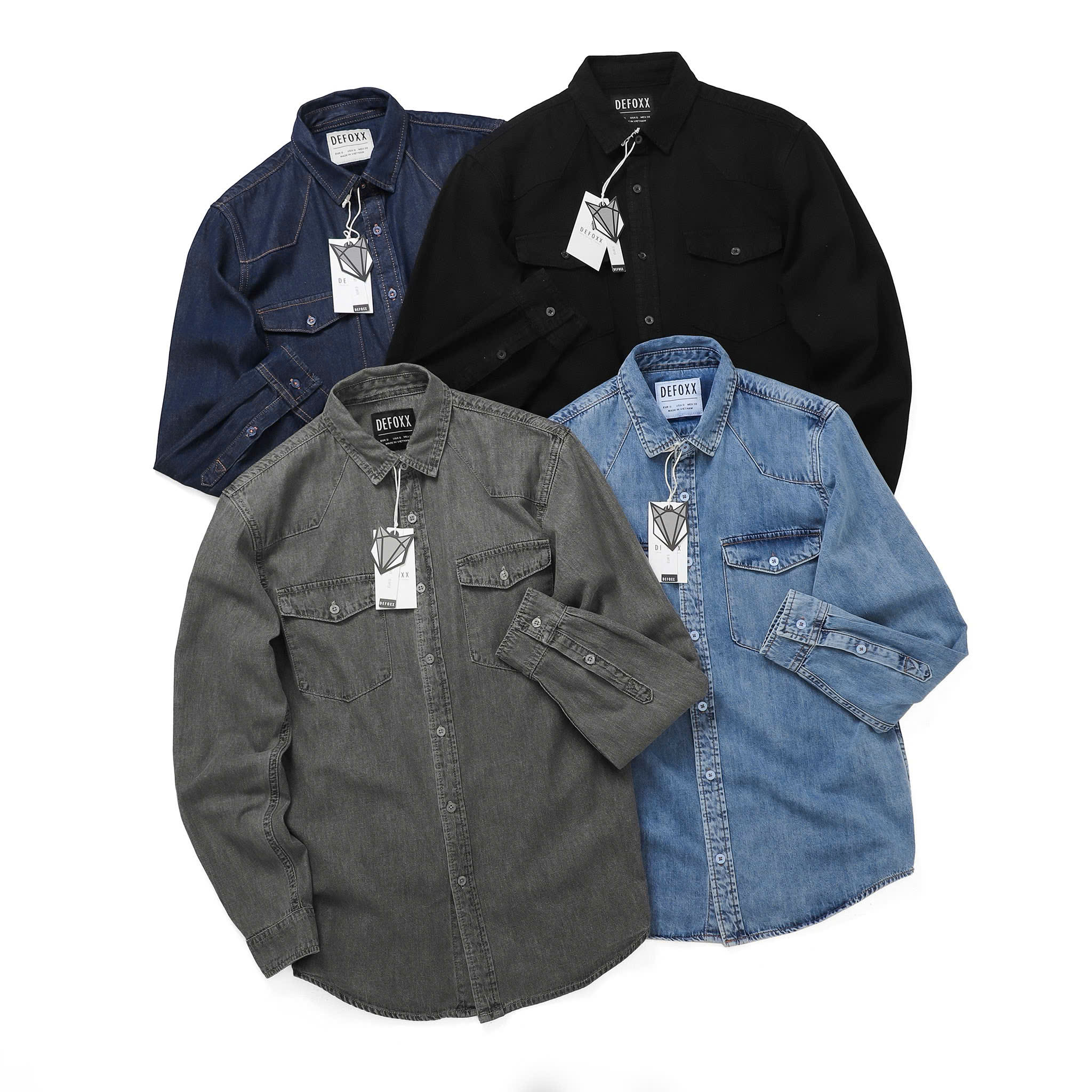 ÁO SƠ MI DENIM DEFOXX TÚI NGỰC