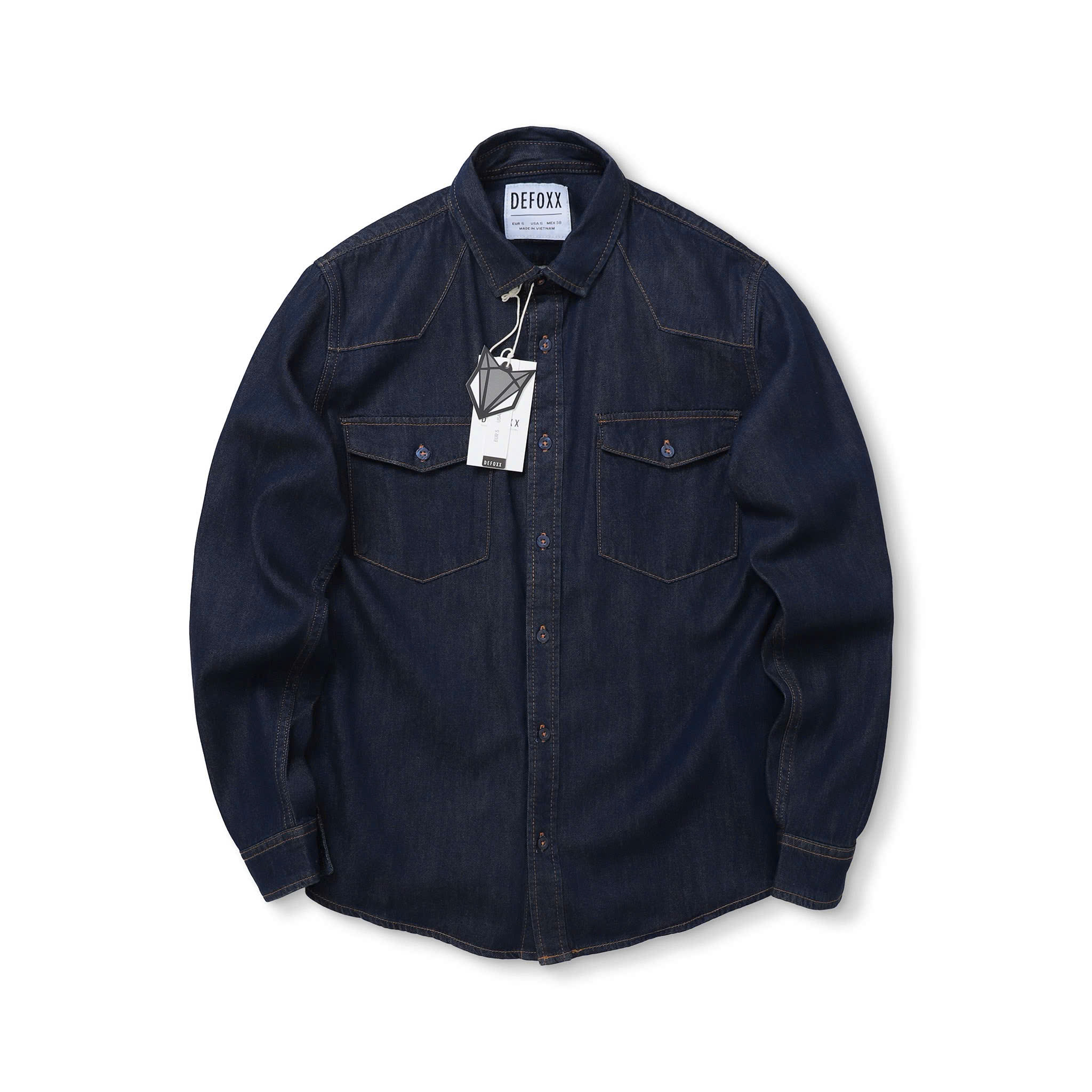ÁO SƠ MI DENIM DEFOXX TÚI NGỰC