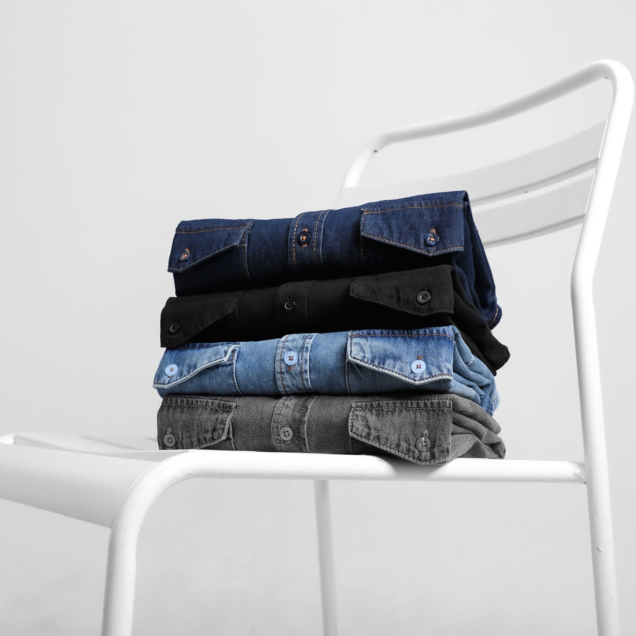 ÁO SƠ MI DENIM DEFOXX TÚI NGỰC