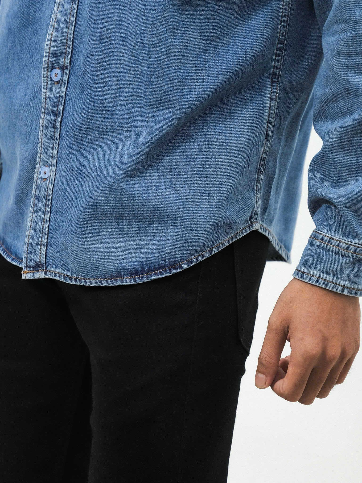 ÁO SƠ MI DENIM DEFOXX TÚI NGỰC