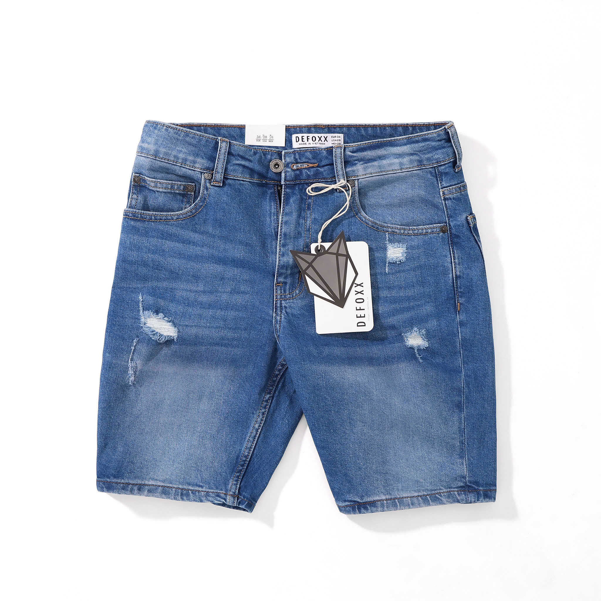 QUẦN SHORT JEANS DEFOXX WASH RÁCH