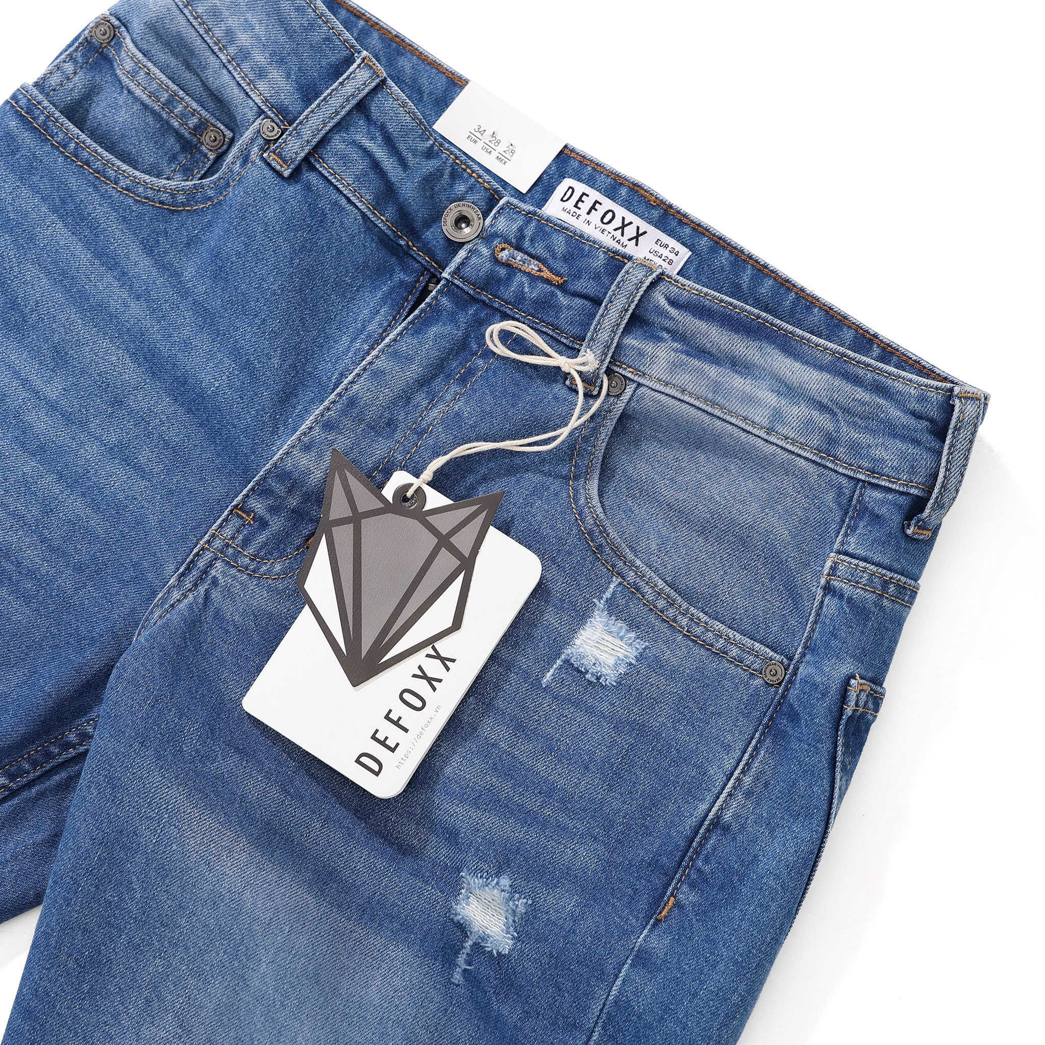 QUẦN SHORT JEANS DEFOXX WASH RÁCH