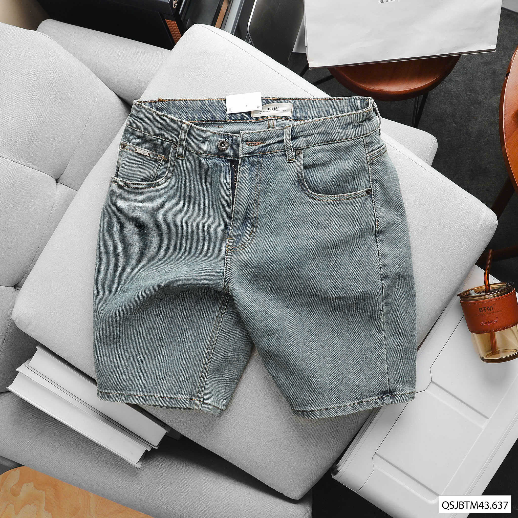 QUẦN SHORT JEANS BTM WASH