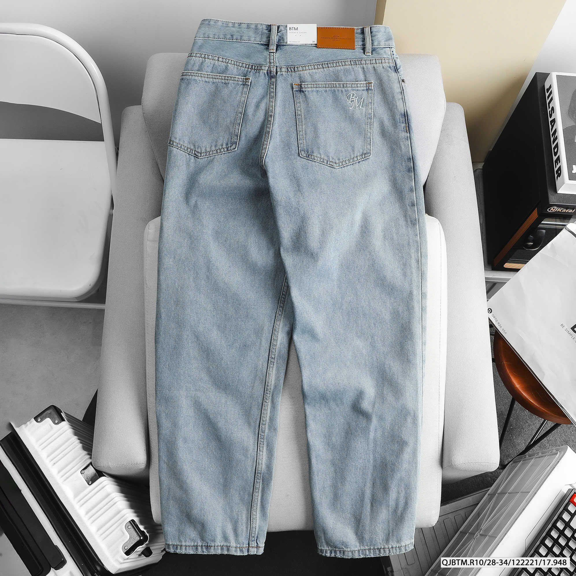 QUẦN JEANS BTM RELAX-FIT XANH NHẠT