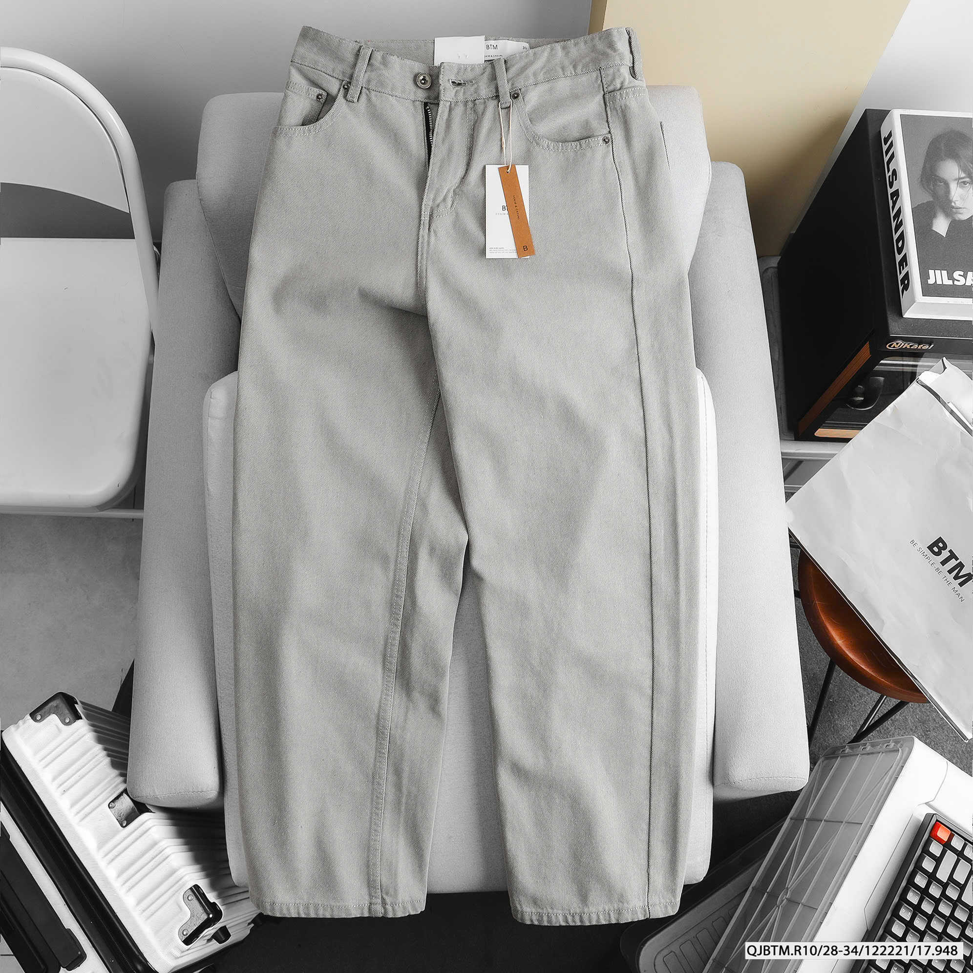 QUẦN JEANS BTM RELAX-FIT XÁM NHẠT