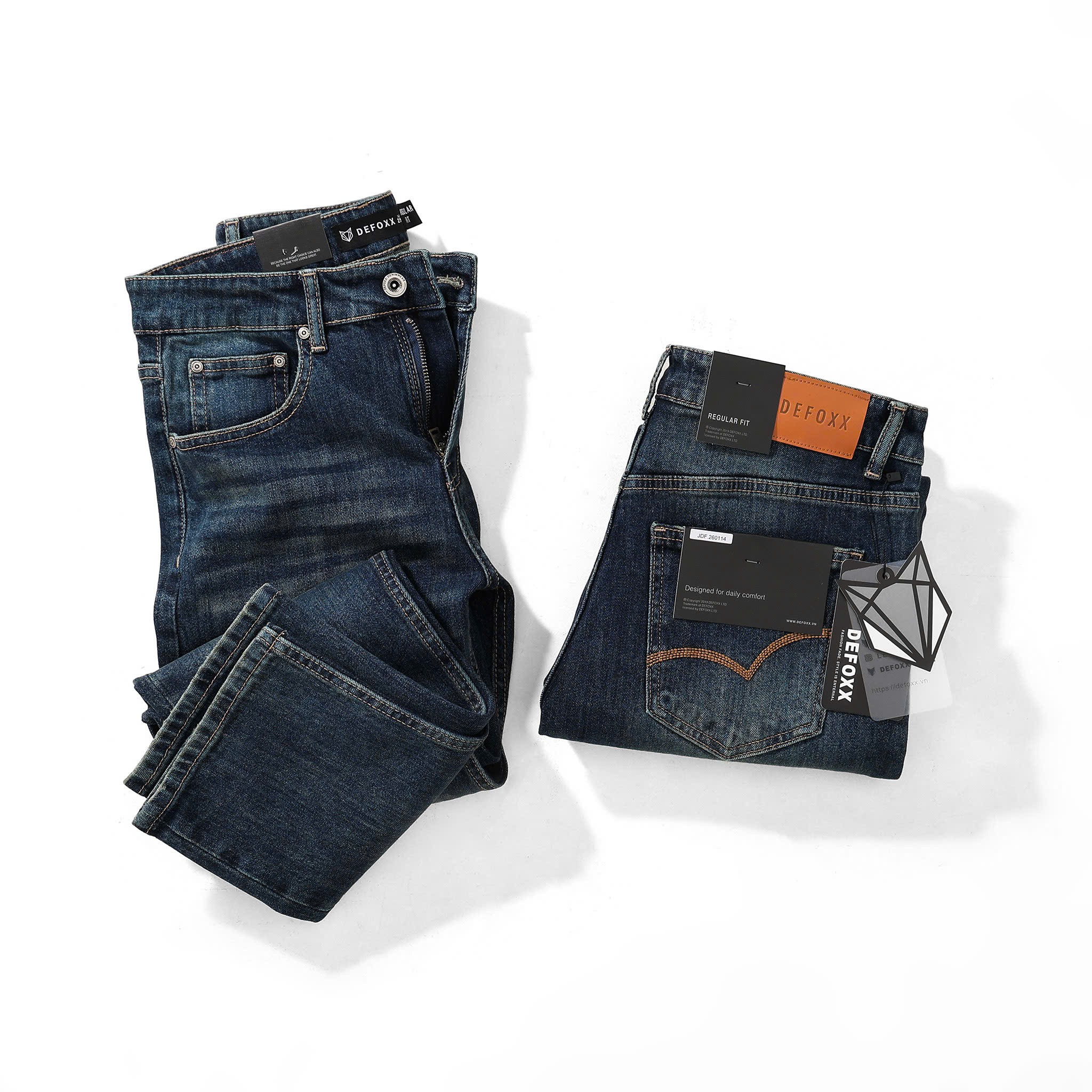 QUẦN JEANS DF XANH WASH REGULAR-FIT