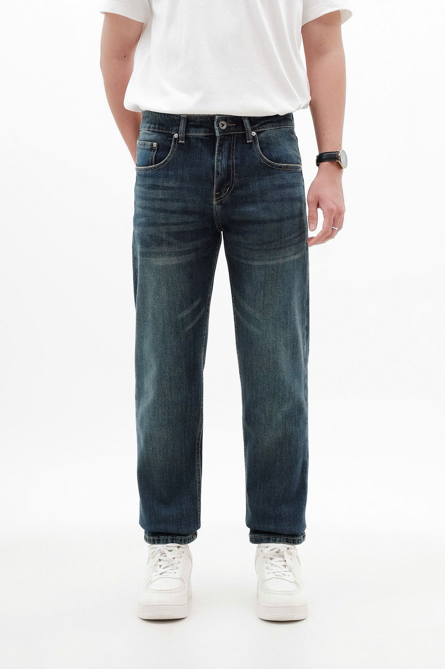 QUẦN JEANS DF XANH WASH REGULAR-FIT
