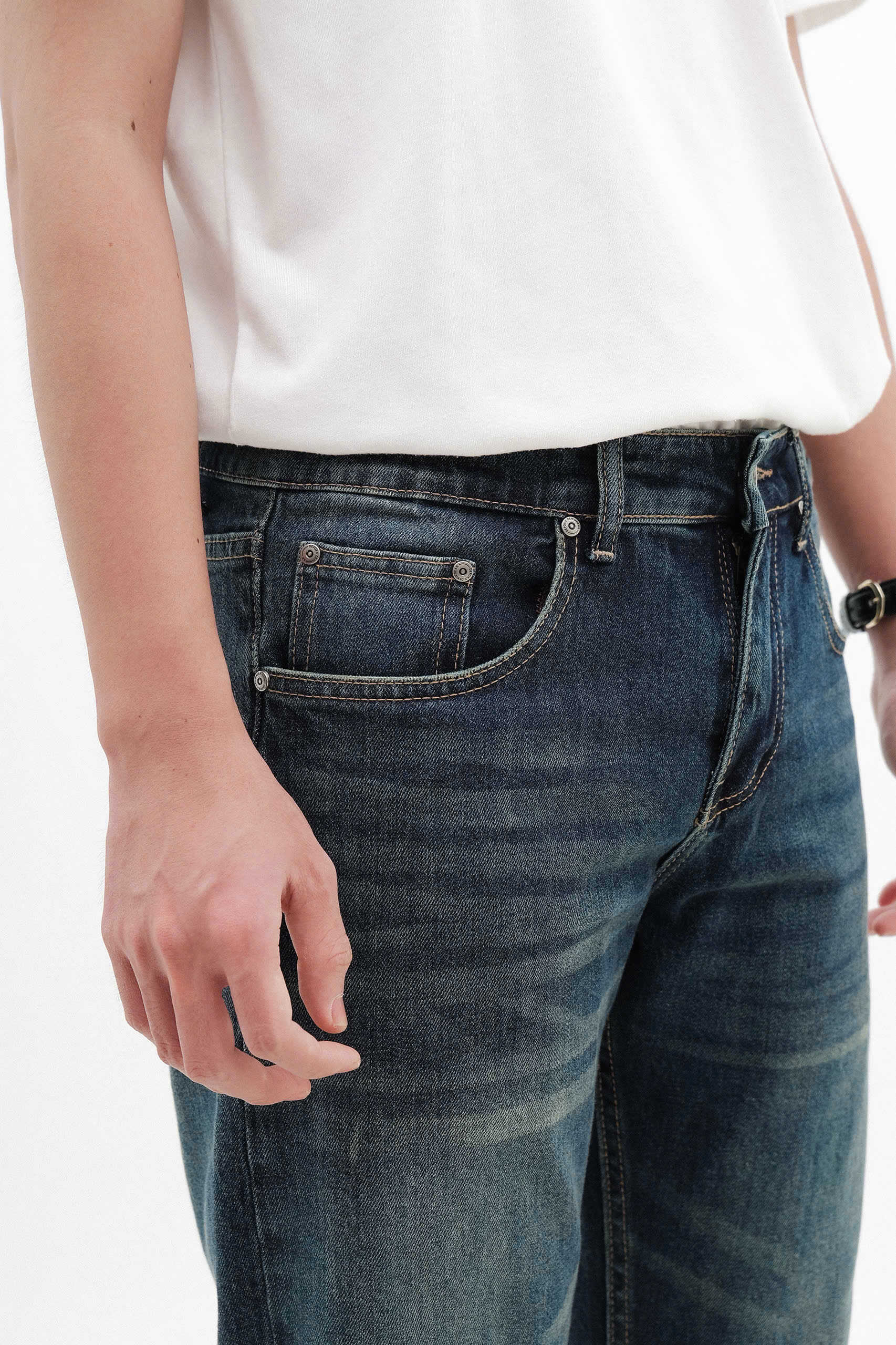 QUẦN JEANS DF XANH WASH REGULAR-FIT