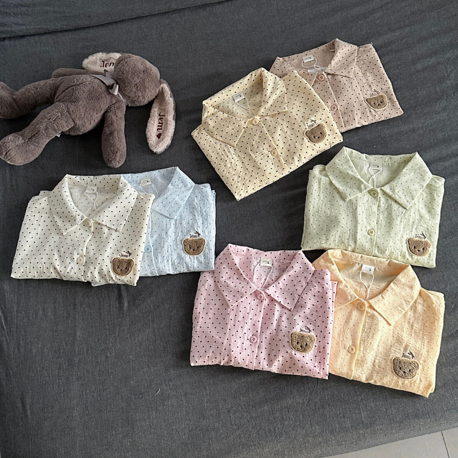 [Jemcloset] SET BỘ ĐỒ QUẦN NGẮN BÍ+ TAY NGẮN FORM RỘNG HOẠ TIẾT CHẤM BI CHẤT ĐŨI HÀN MỊN - SOLY - 8237