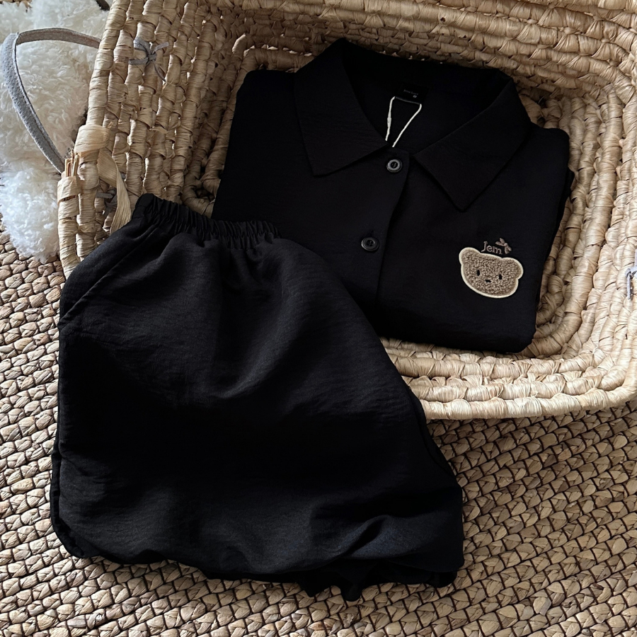 [Premium] [JEMCLOSET] SET BỘ ĐỒ ÁO TAY NGẮN + QUẦN NGẮN BÍ FORM RỘNG CHẤT VẢI ĐŨI HÀN MỊN - YUSI - 8232