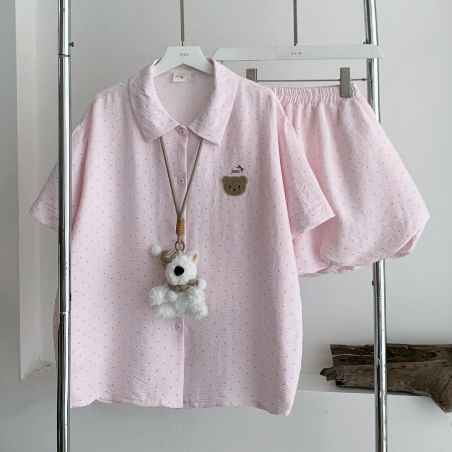 SET BỘ ĐỒ ÁO TAY NGẮN + QUẦN NGẮN FORM BÍ CHẤT VẢI ĐŨI FORM RỘNG - YOIN - 8231 - JEMCLOSET