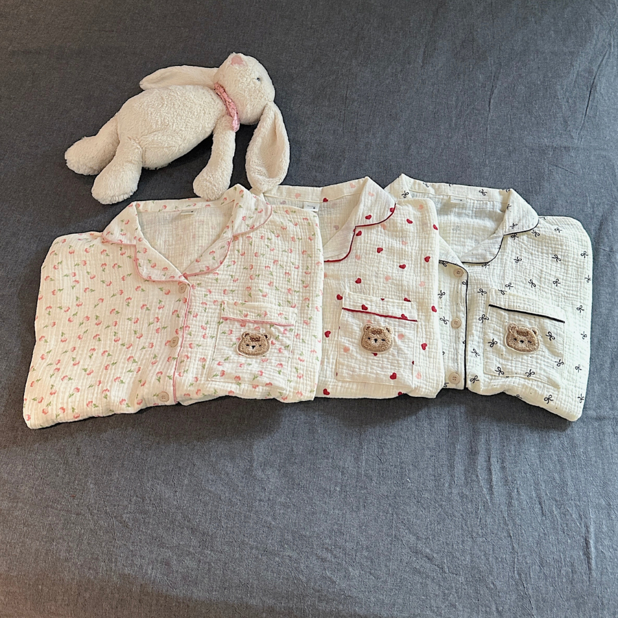 ( VẢI XÔ MUSLIN PREMIUM) SET ĐỒ BỘ NGẮN FORM RỘNG BỘ NGỦ MÙA HÈ CHẤT VẢI XÔ THOÁNG MÁT - HELEN - 8198 - JEMCLOSET