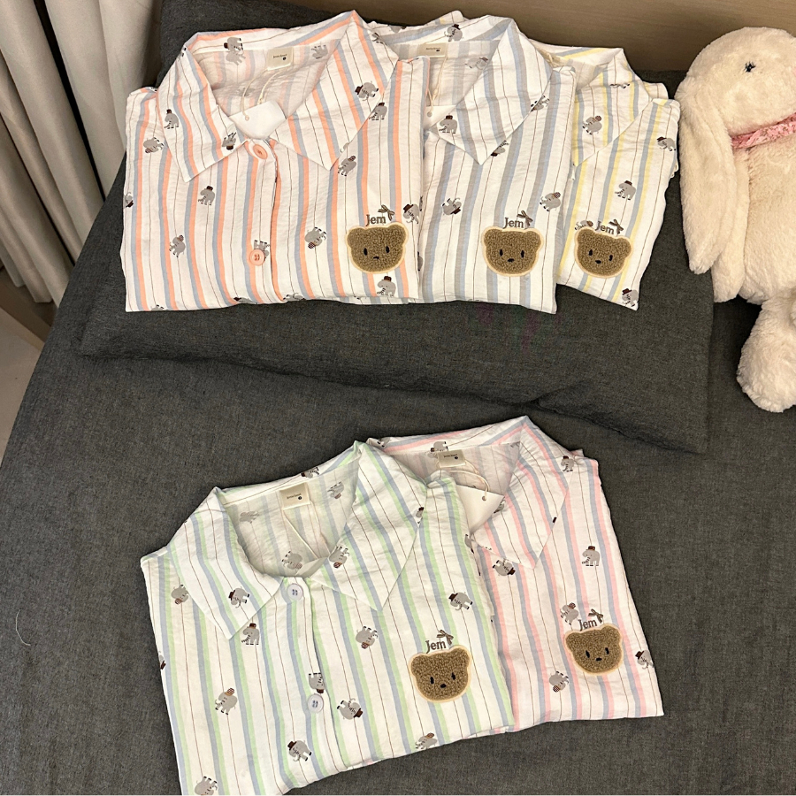 [JEMCLOSET] SET BỘ ĐỔ ÁO TAY NGẮN + QUẦN NGẮN BÍ FORM RỘNG CHẤT VẢI ĐŨI HÀN MỊN - ELIN - 8234