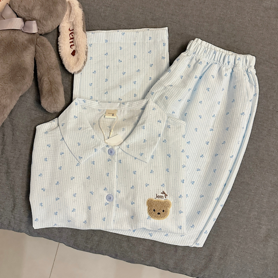 SET BỘ QUẦN DÀI + ÁO TAY NGẮN HOẠ TIẾT SỌC CHẤT ĐŨI SỌC HÀN FORM RỘNG - NEZI - 8216 - JEMCLOSET