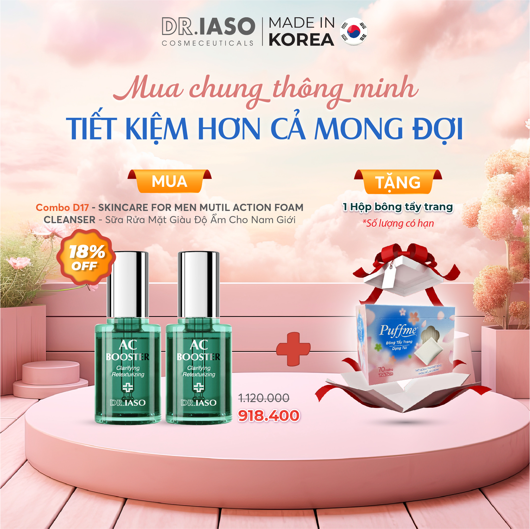 Combo 2 D41 Tinh chất AC Booster giúp giảm mụn và làm mịn da - Ac Booster - Dr IASO