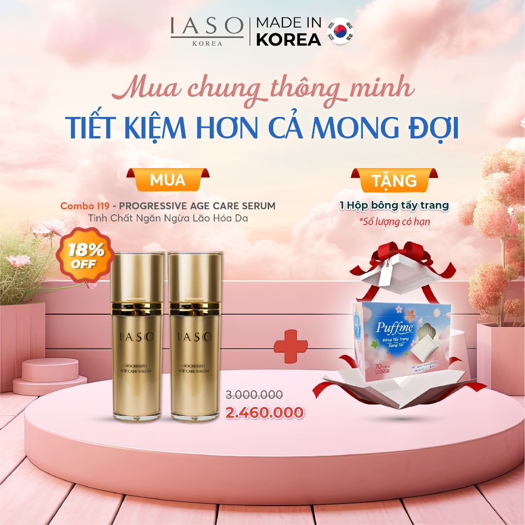 Combo 2 I19 Tinh chất dưỡng ẩm giúp làm sáng mịn, giảm nếp nhăn và săn chắc da Progressive Age Care Serum - IASO