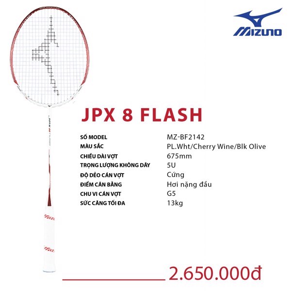 Vợt cầu lông Mizuno JX 8 Flash mã MZ-BF2142 đỏ