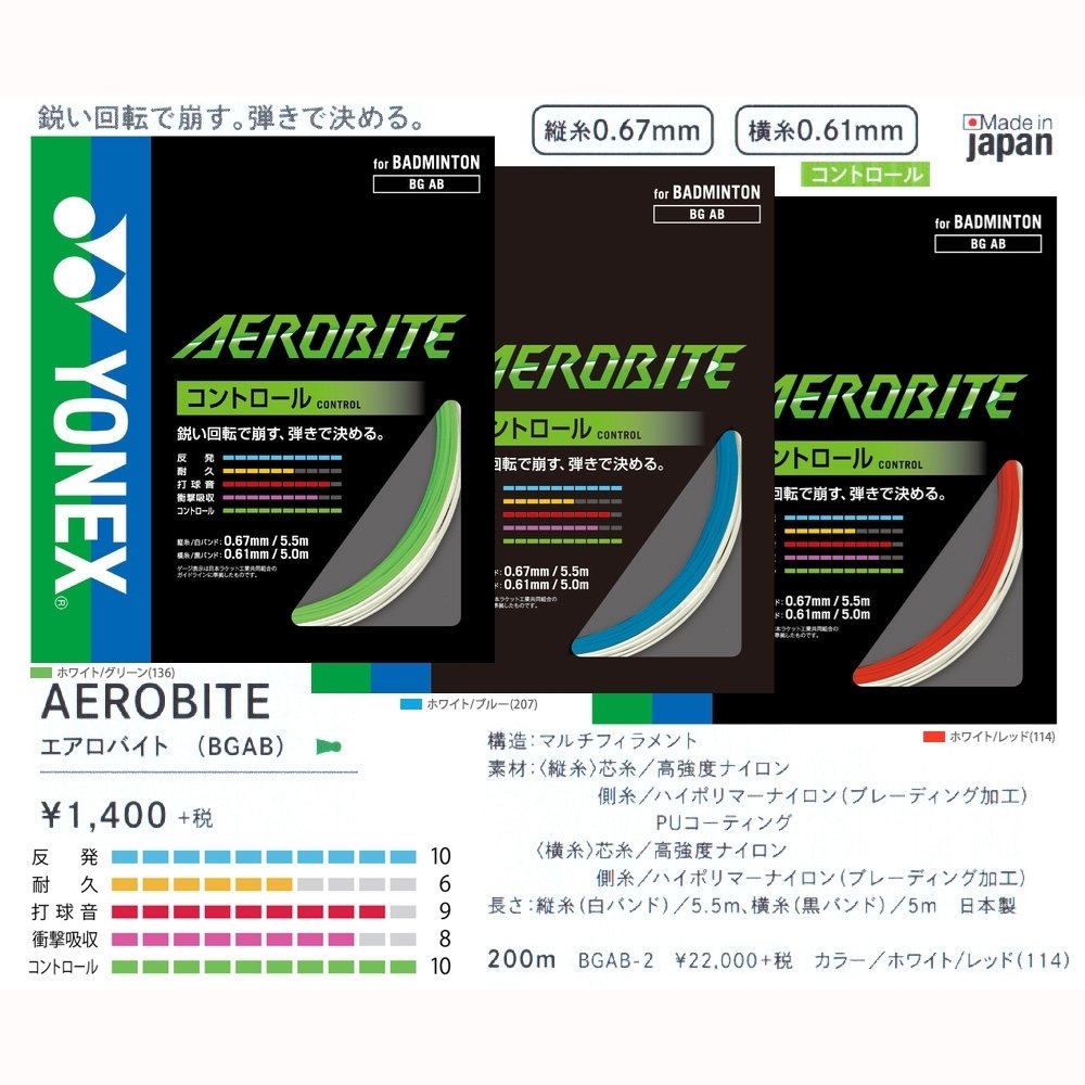 Dây cước căng vợt Yonex BG Aerobite