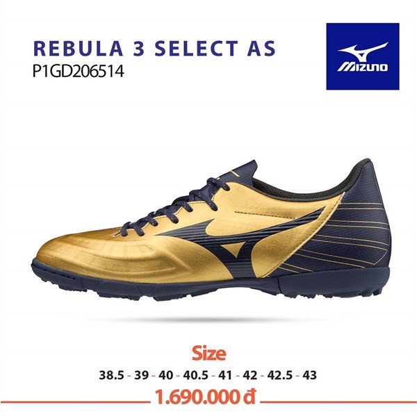 Giày Đá Bóng Mizuno REBULA 3 SELECT AS - VÀNG ĐỒNG