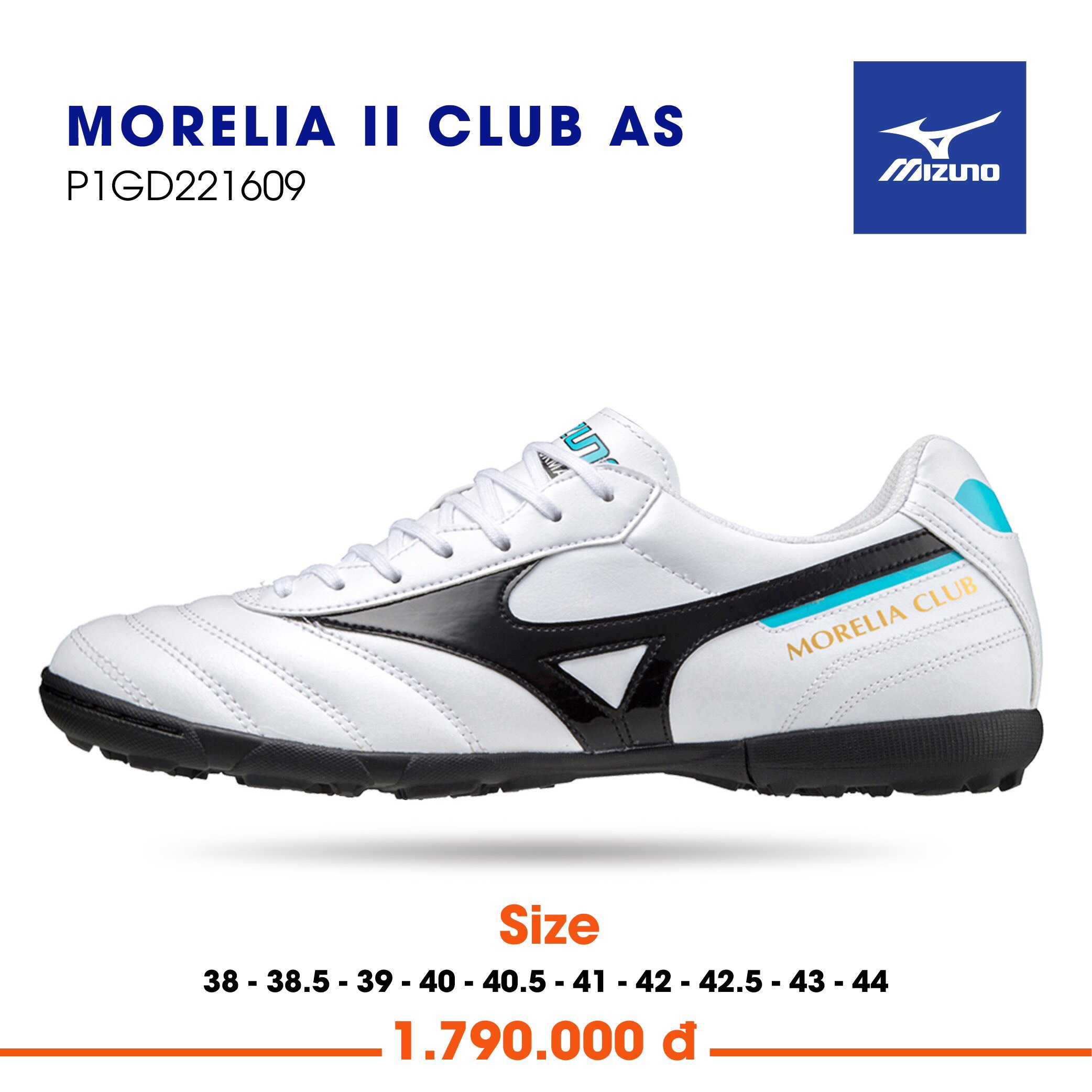 Giày đá bóng Mizuno Morelia II Club AS P1GD221609 Màu trắng