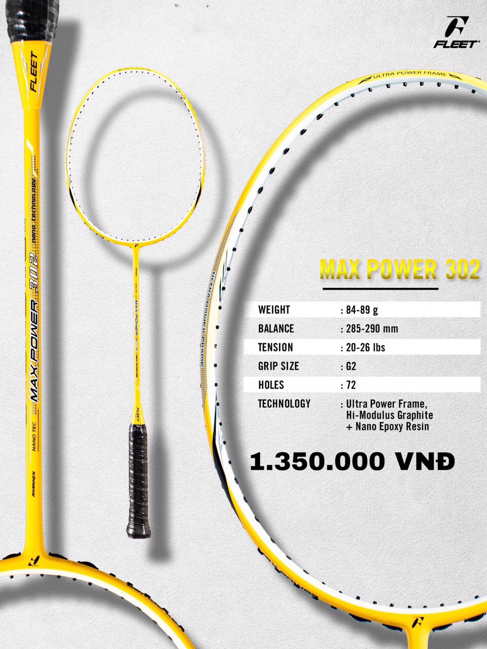 Vợt cầu lông Fleet Max power 302 Chính hãng