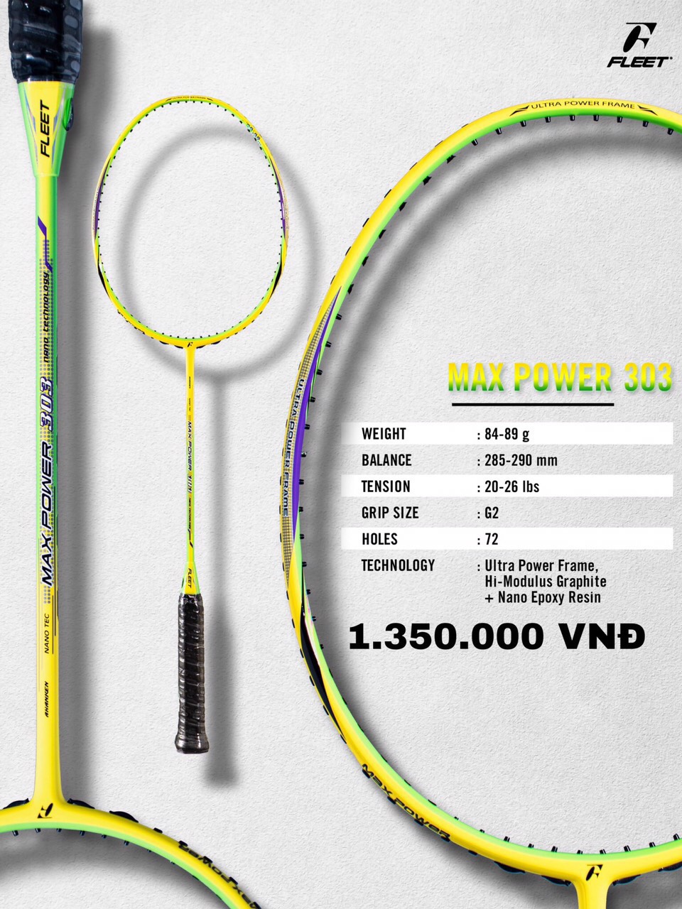 Vợt cầu lông Fleet Max power 303 Chính hãng